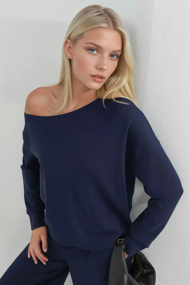BUSEM Asymmetrical Collar Relaxed Fit Sweatshirt