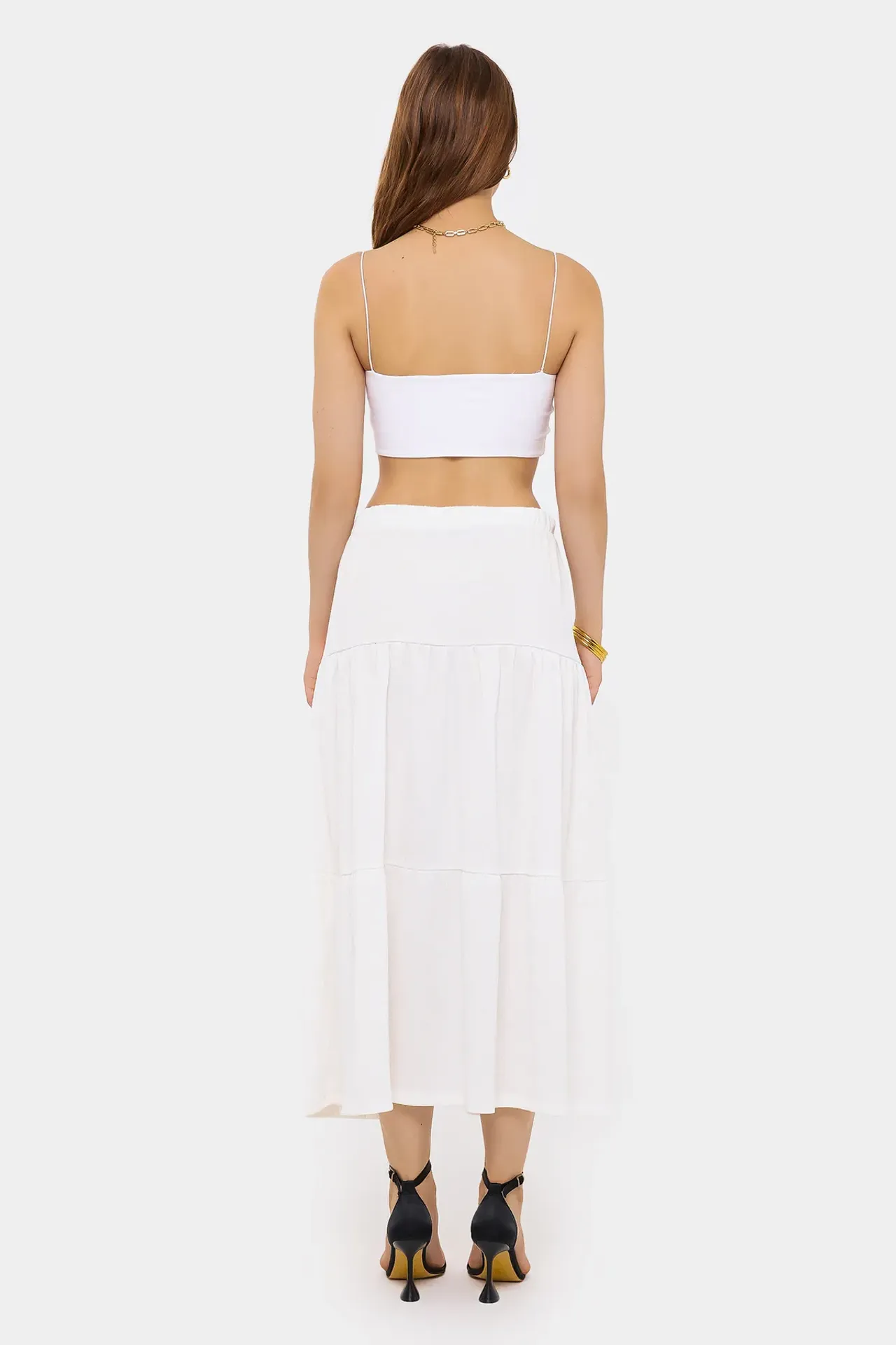 Tiered Maxi Skirt with Elastic Waist