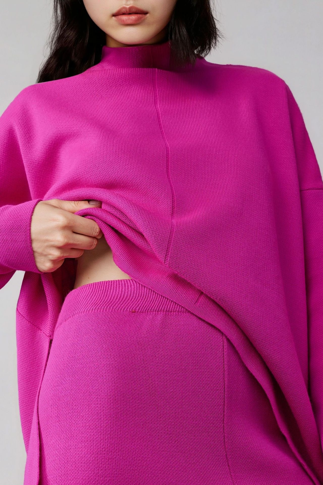 MY FASHION Ribbed Knit Co-Ord Set with Basic Sweater & Pants 4
