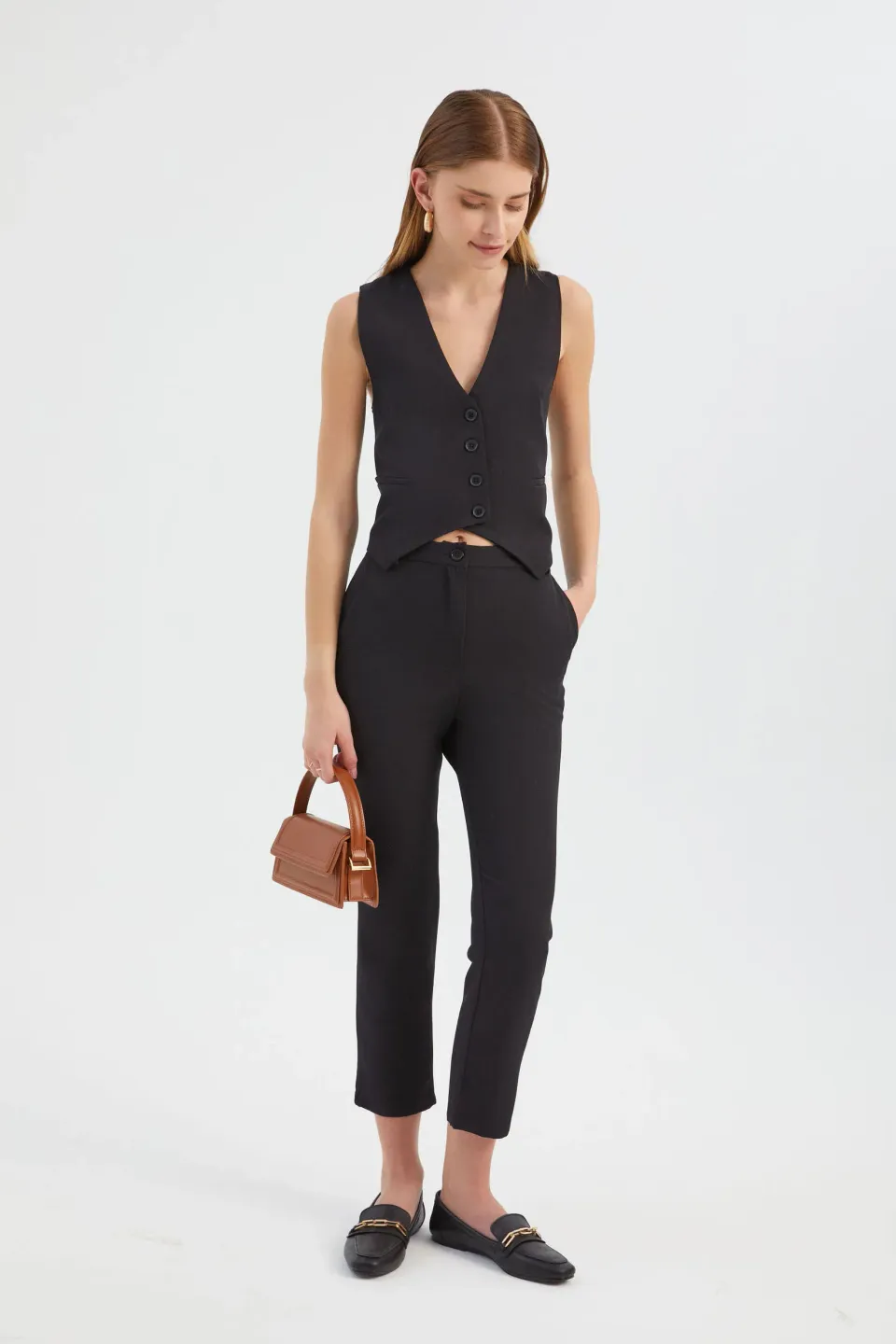 V Neck Buttoned Waistcoat
