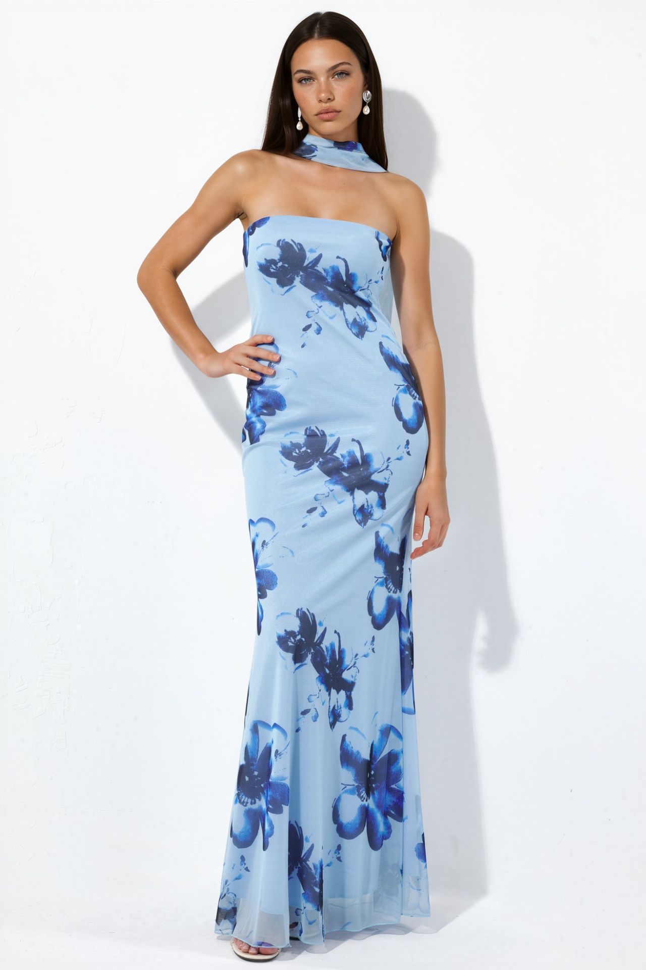 Strapless Flowering Bodycon Maxi Dress 6