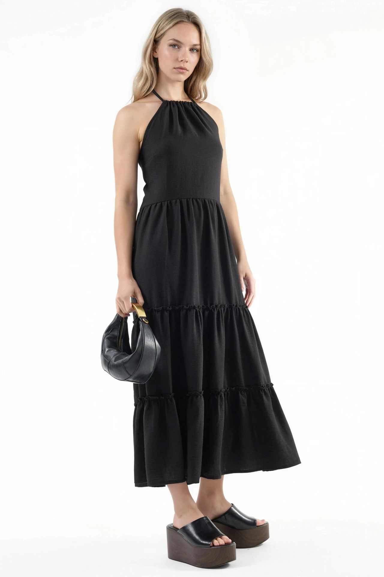 BUSEM Frilly Halter Neck Maxi Dress 5