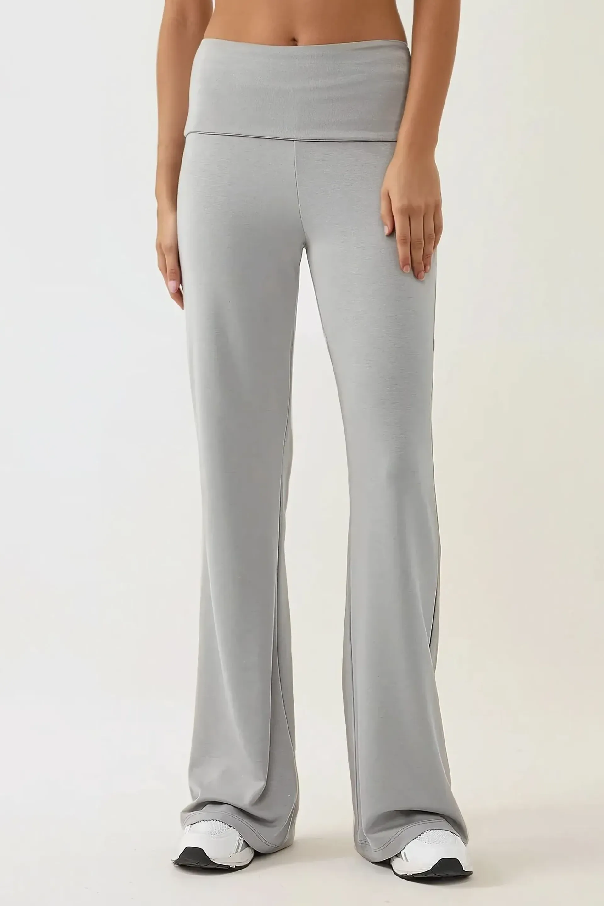 Grey High Waist Flare Leggings Women