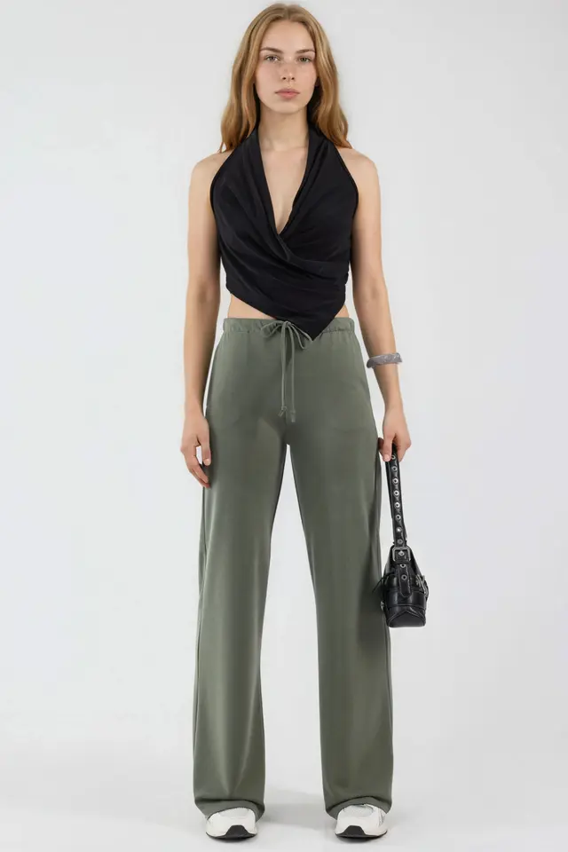 BUSEM Wide Leg Drawstring Waist Sweatpants