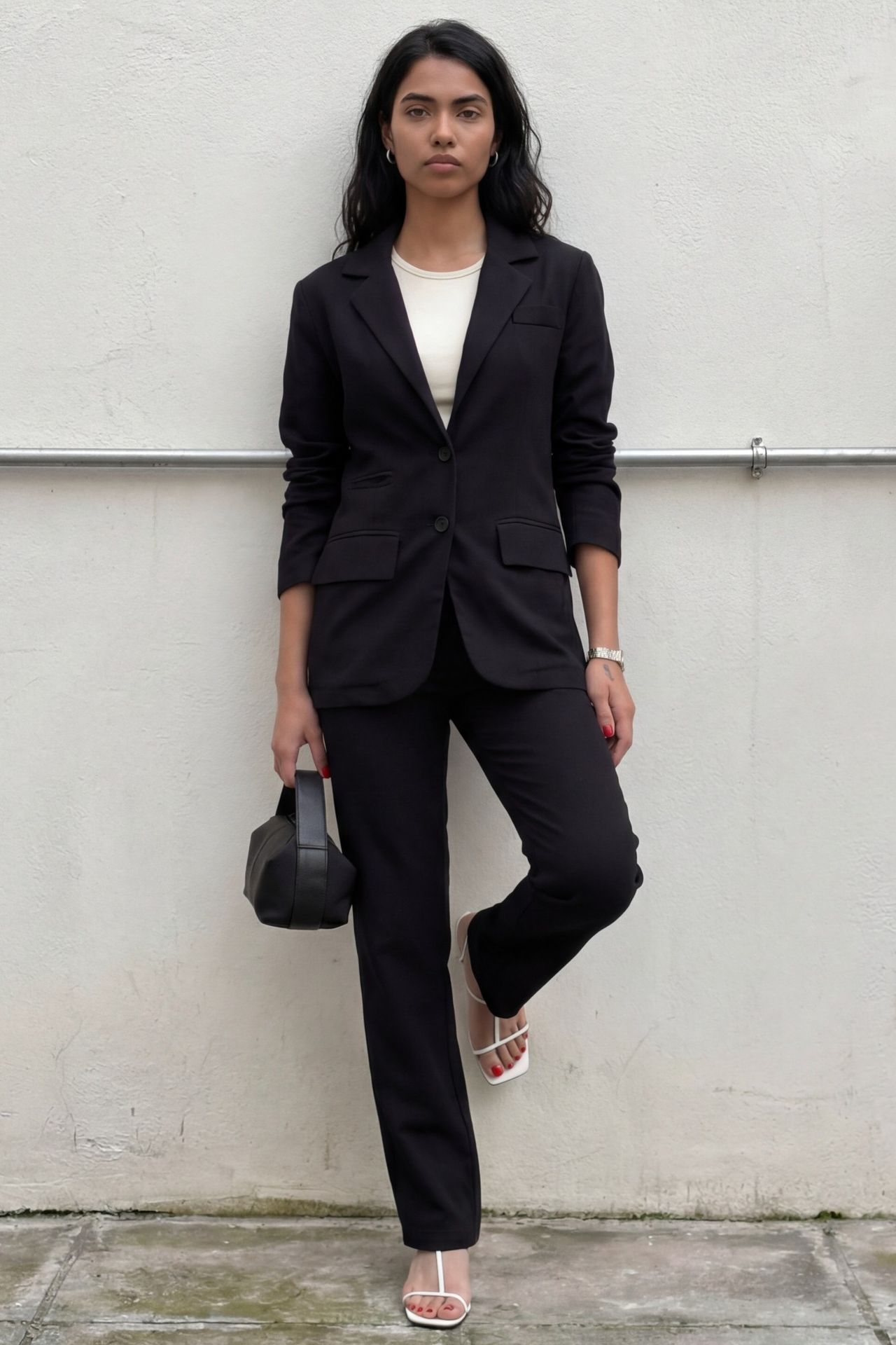 MY FASHION Buttoned Jacket Collar Two-Piece Set 4