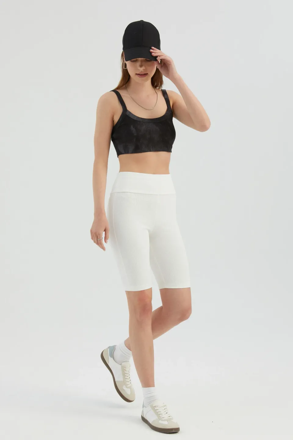 High Waist Ribbed Bike Shorts