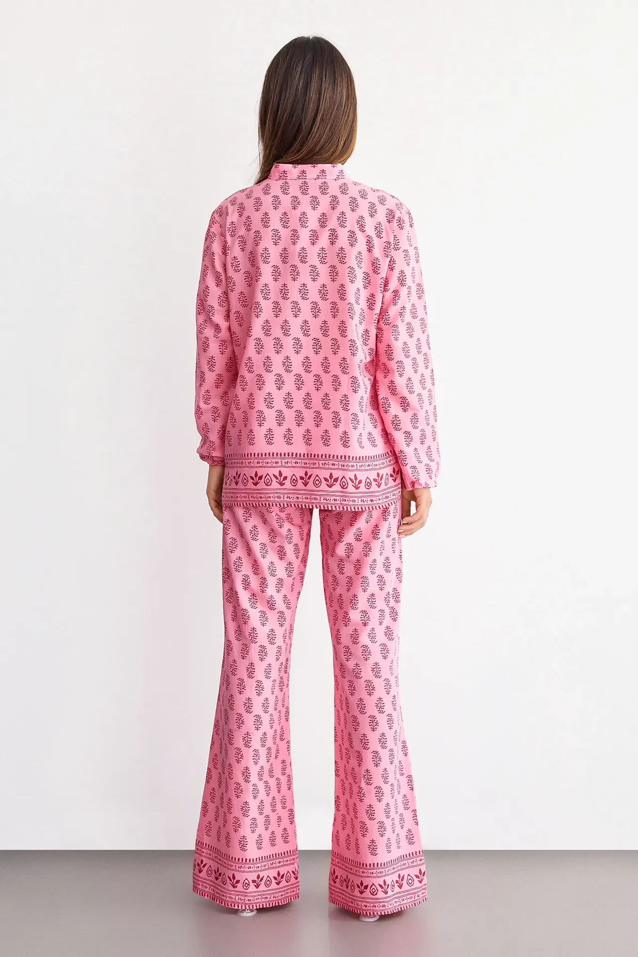 Patterned Cotton Coords with Stand Collar - Long Sleeve