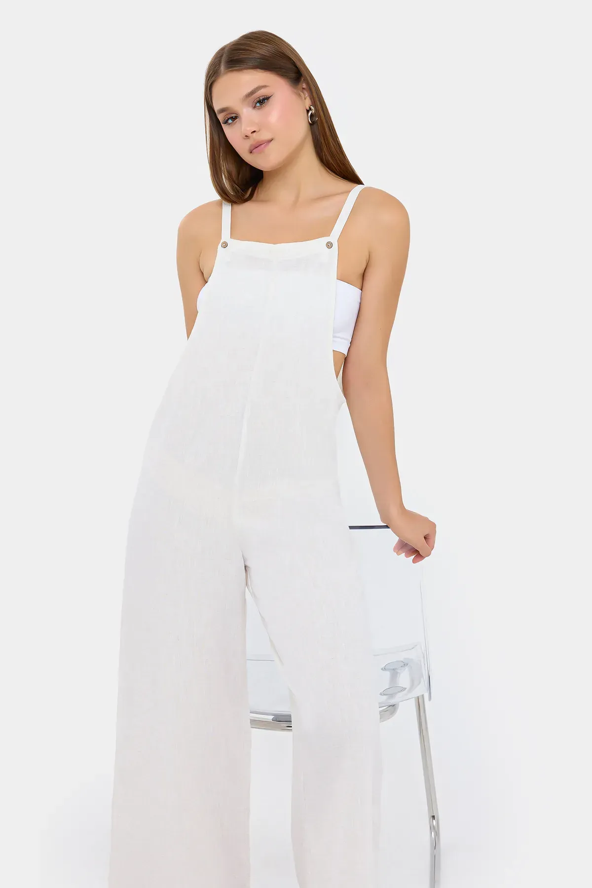 Button-Front Wide-Leg Jumpsuit 2