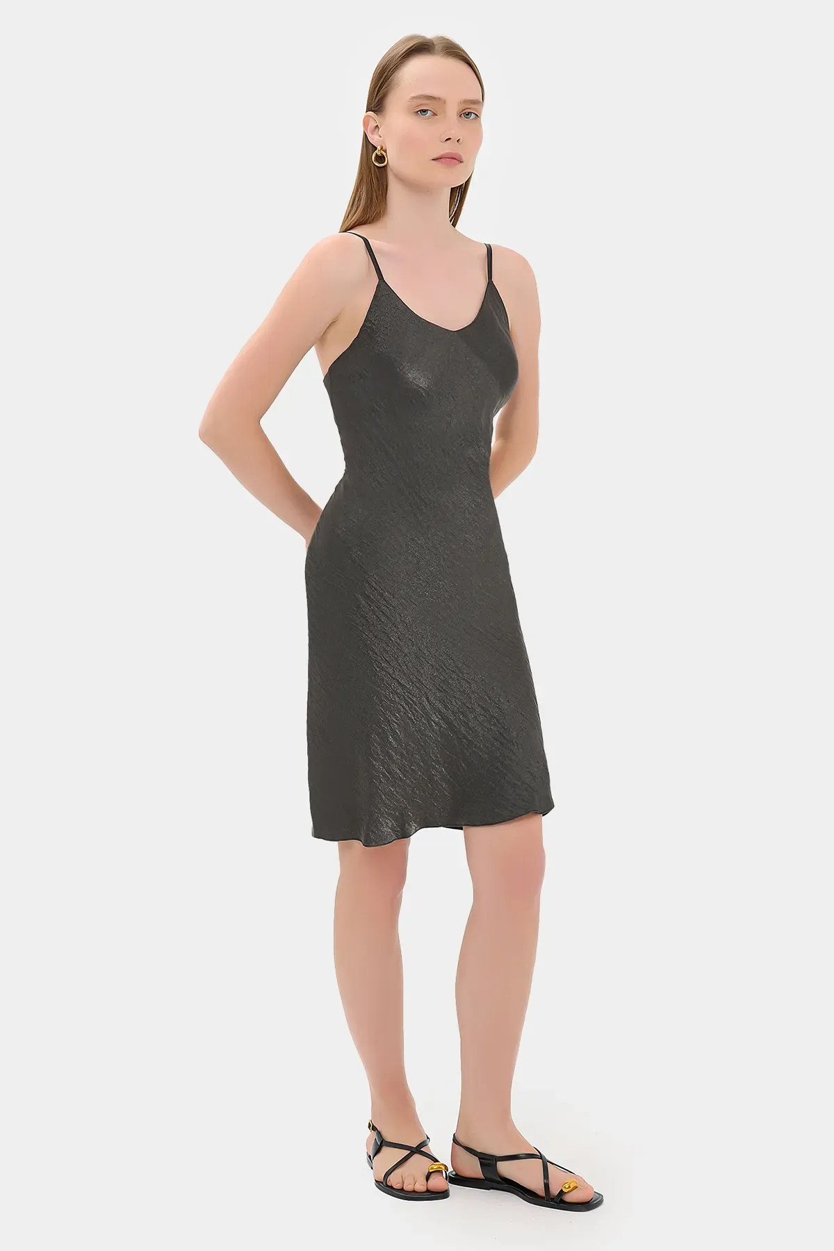 Satin Sleeveless A-Line Mini Dress 3