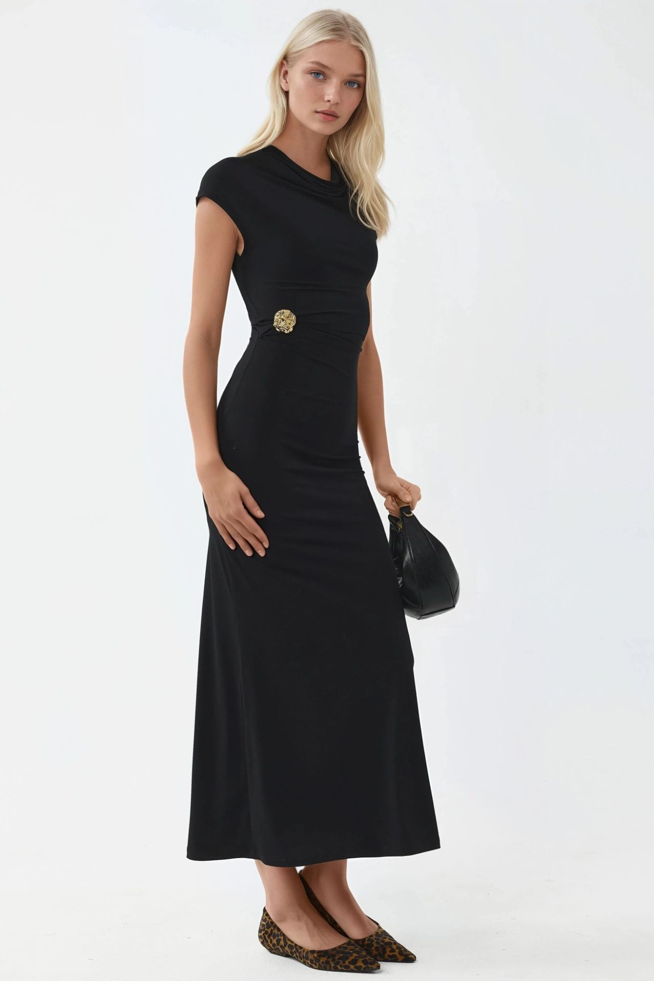 BUSEM Midi Dress with Stone Accessory 3