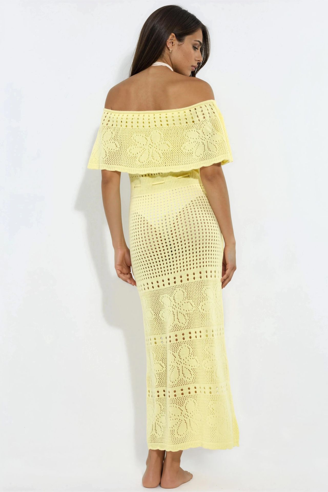 Knit Maxi Bardot Neck Beach Dress 6