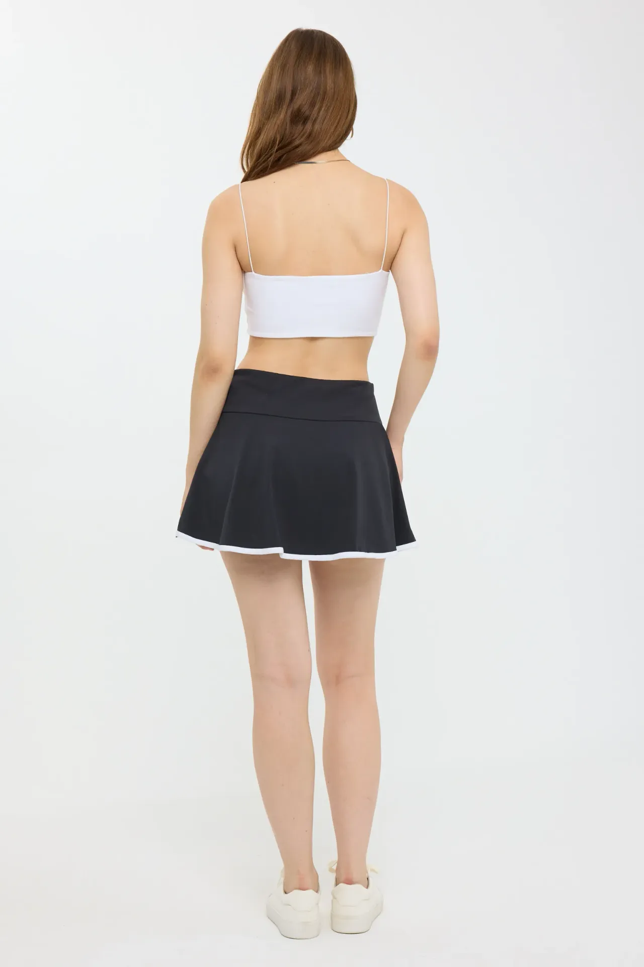 Basic Mid-Rise Woven Skirt with Elastic Waist