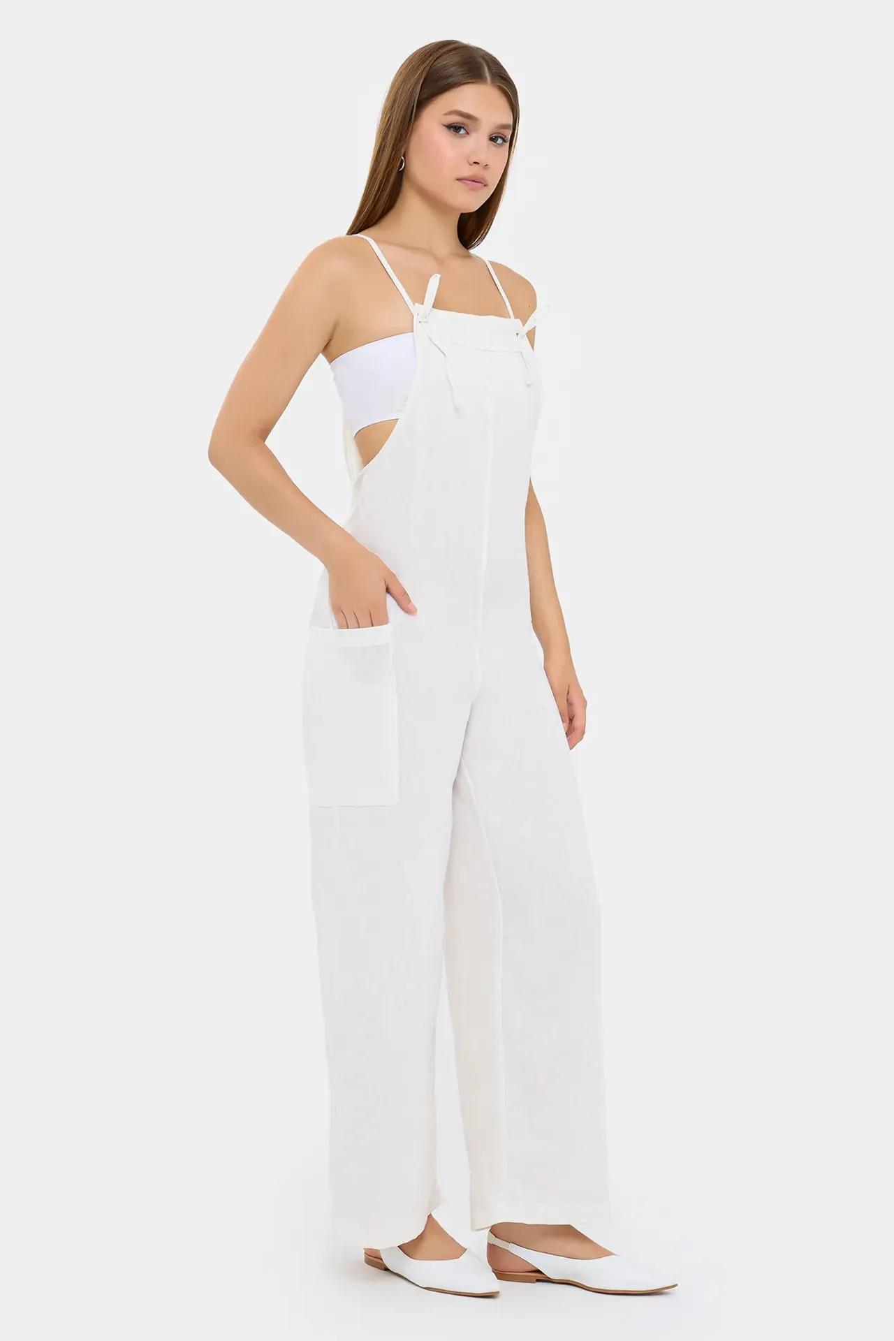 Wide-Leg Jumpsuit with Tie Detail