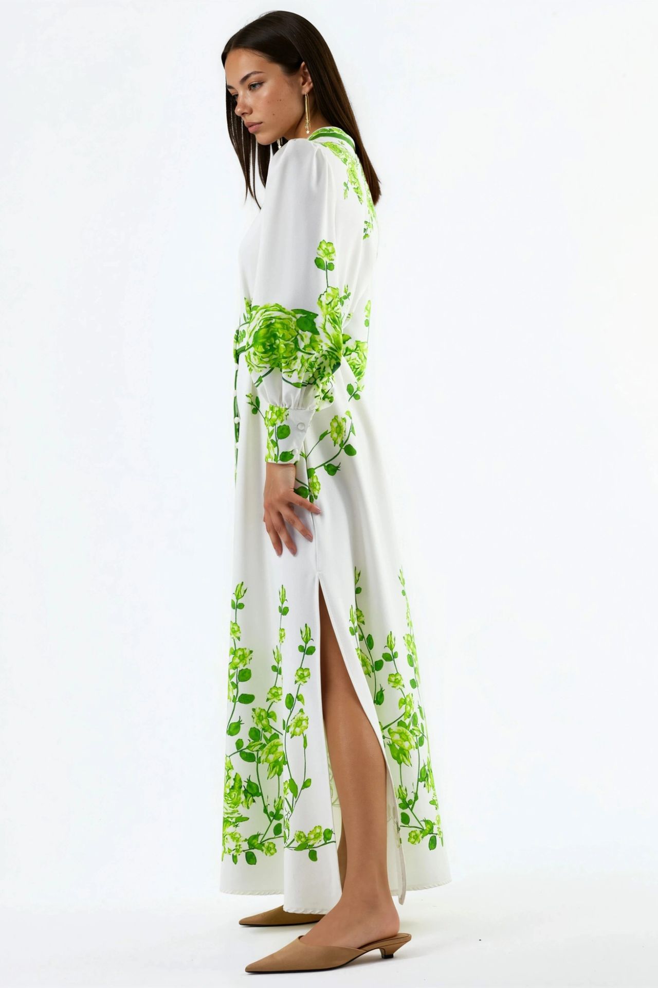 MSN Floral Long Sleeve Belted Maxi Dress with Mandarin Collar 2