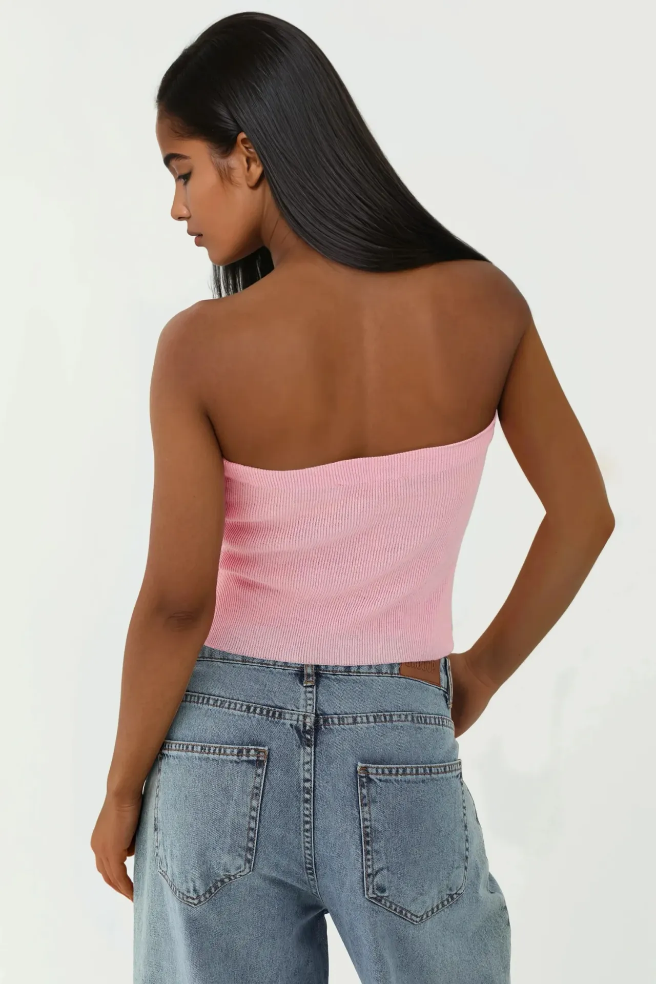 Slim Fit Strapless Knitted Top 3
