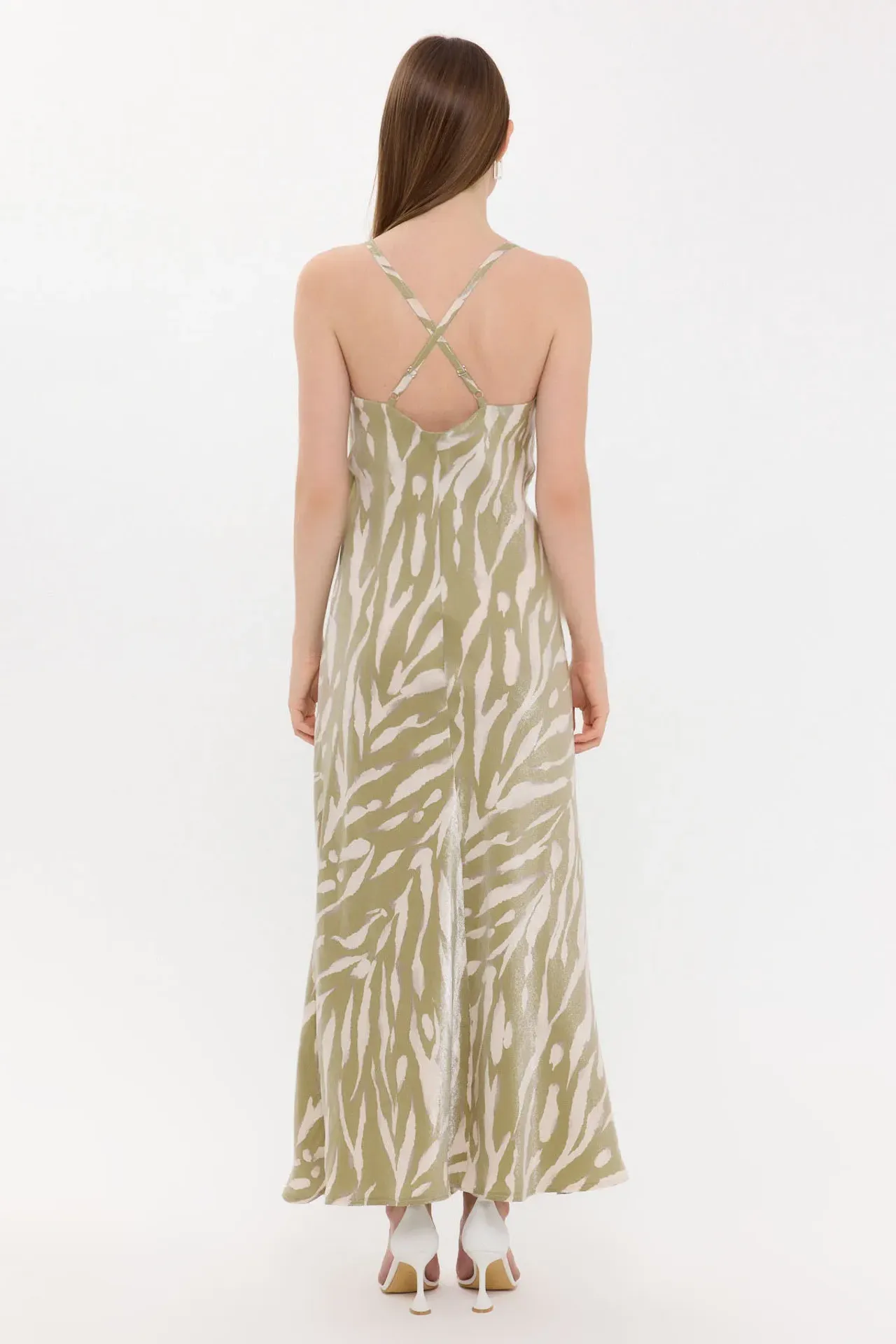 Abstract Print V-Neck Sleeveless Maxi Dress