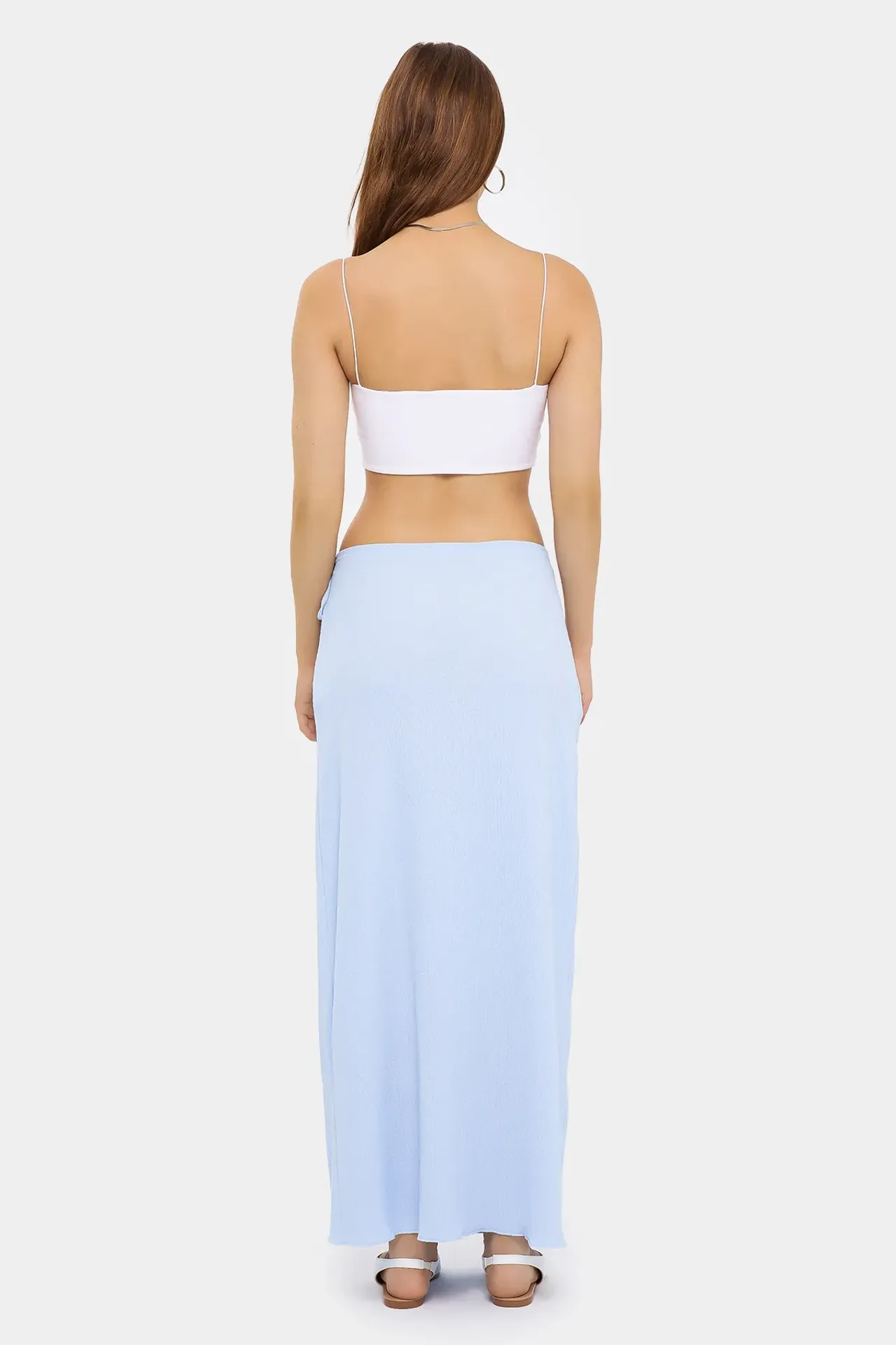 Twisted Fabric Mid-Rise Skirt with Tie Waist