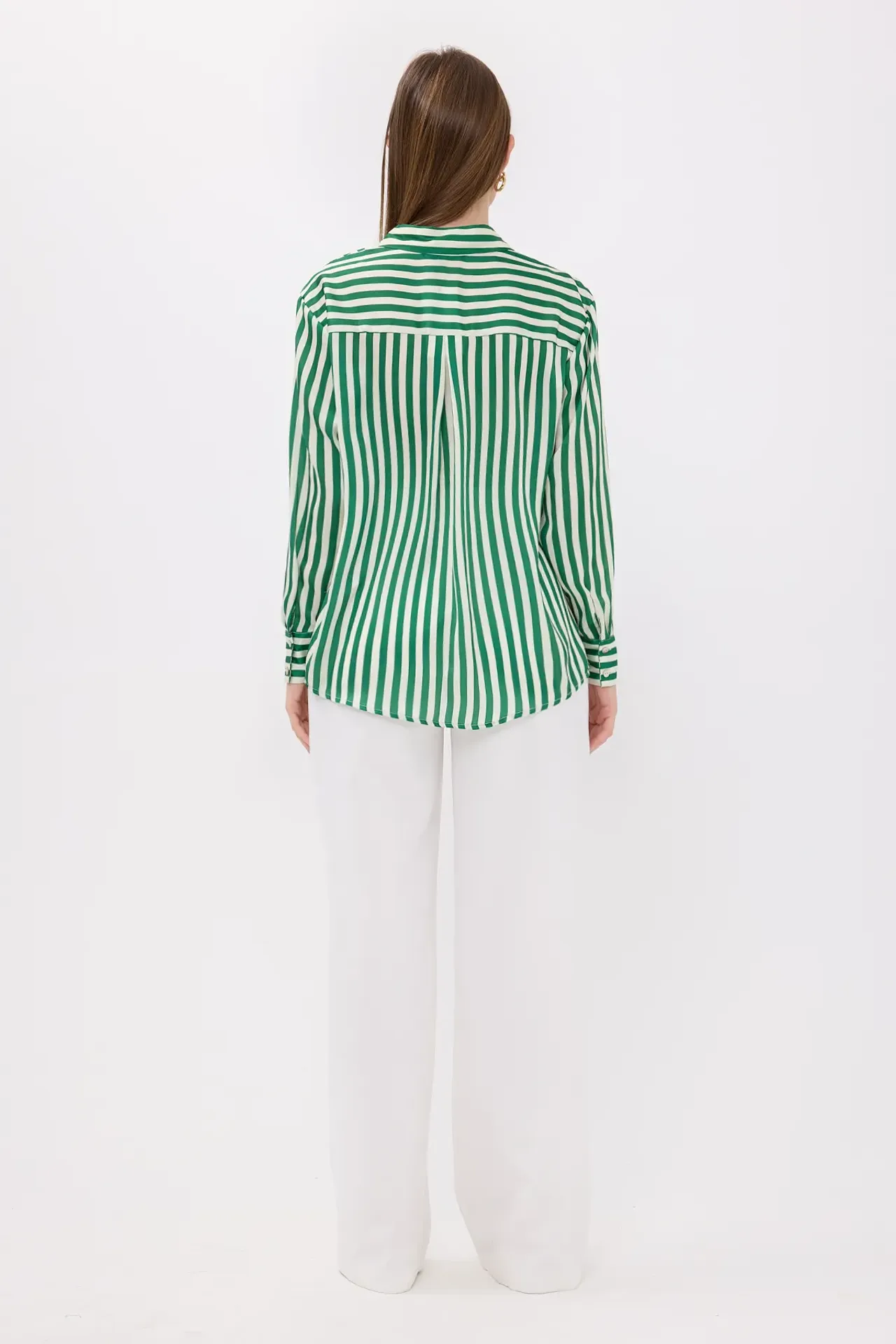 Striped Long Sleeve Satin Shirt