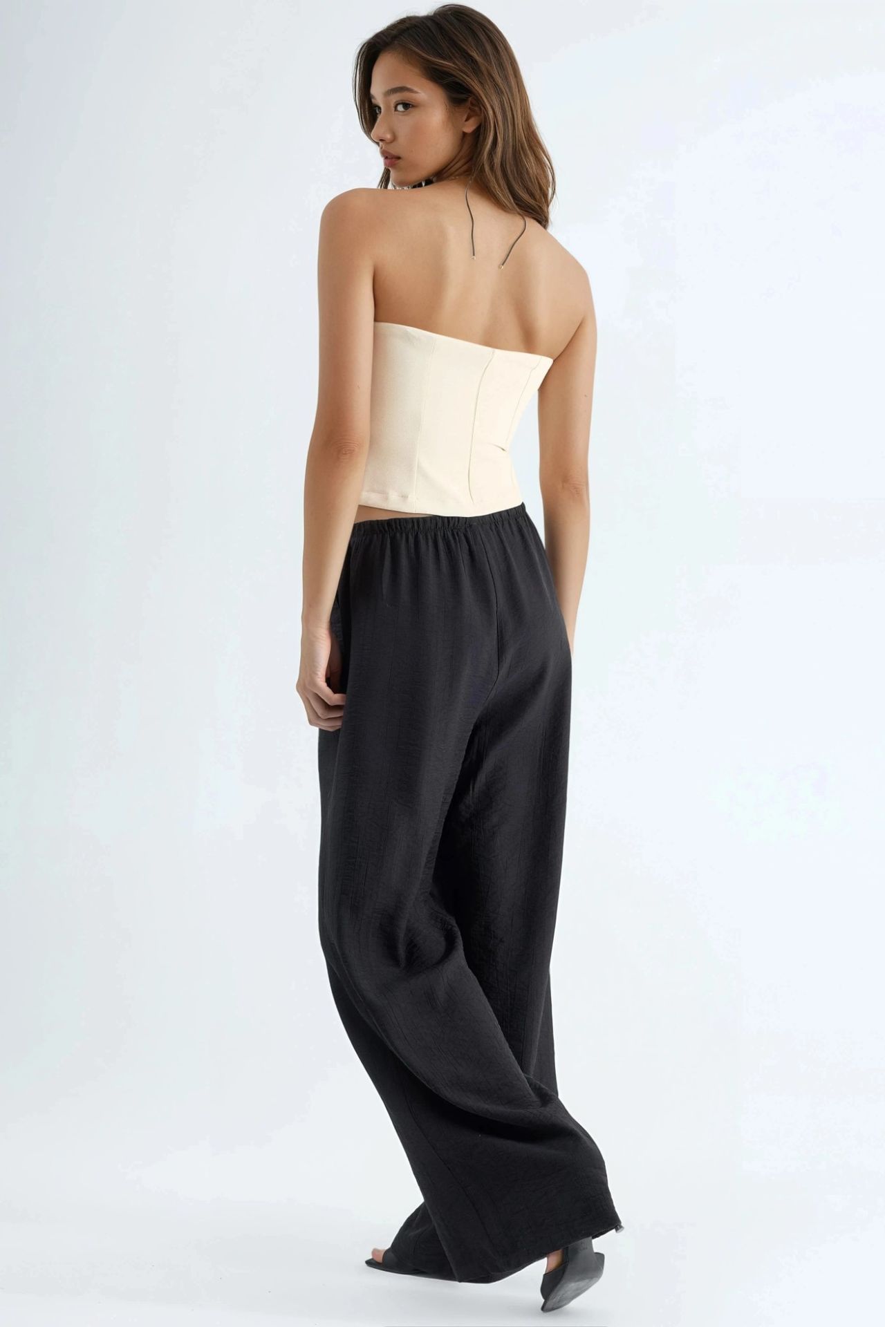 BUSEM Wide Leg Drawstring Waist Pants with Pockets 3