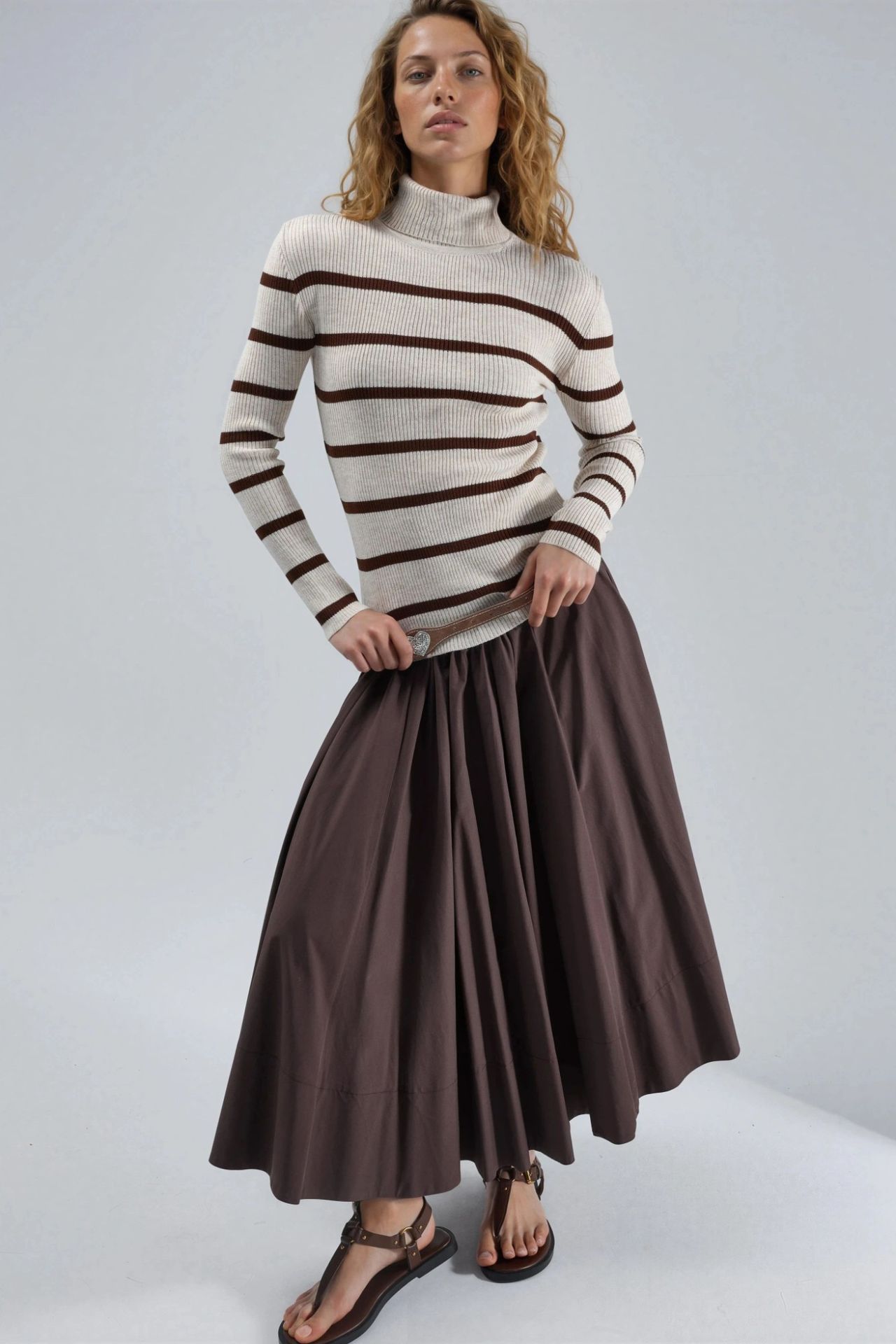 MY FASHION Fitted Striped Ribbed Turtleneck Sweater 5