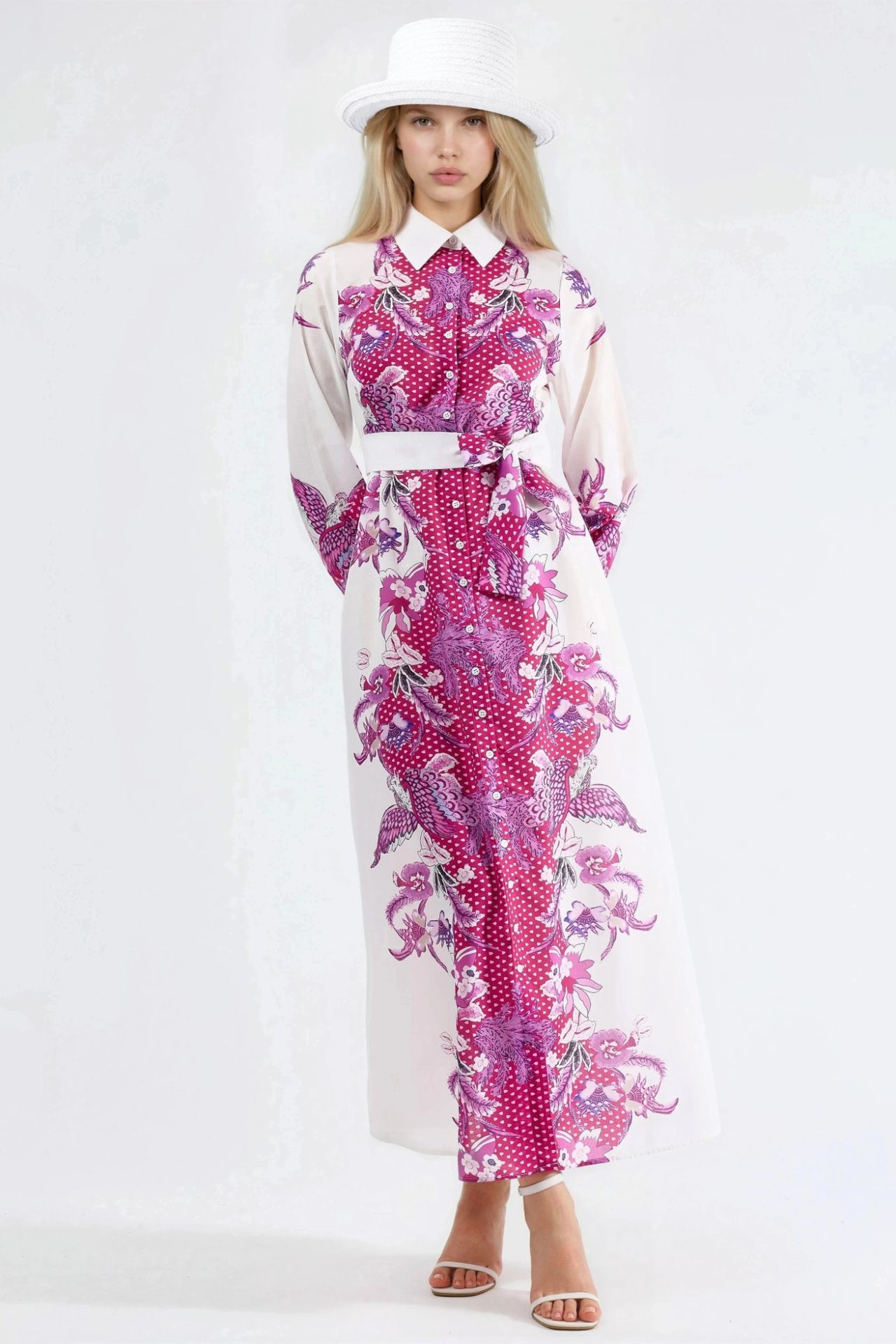 MSN Floral Belted Midi Dress 4