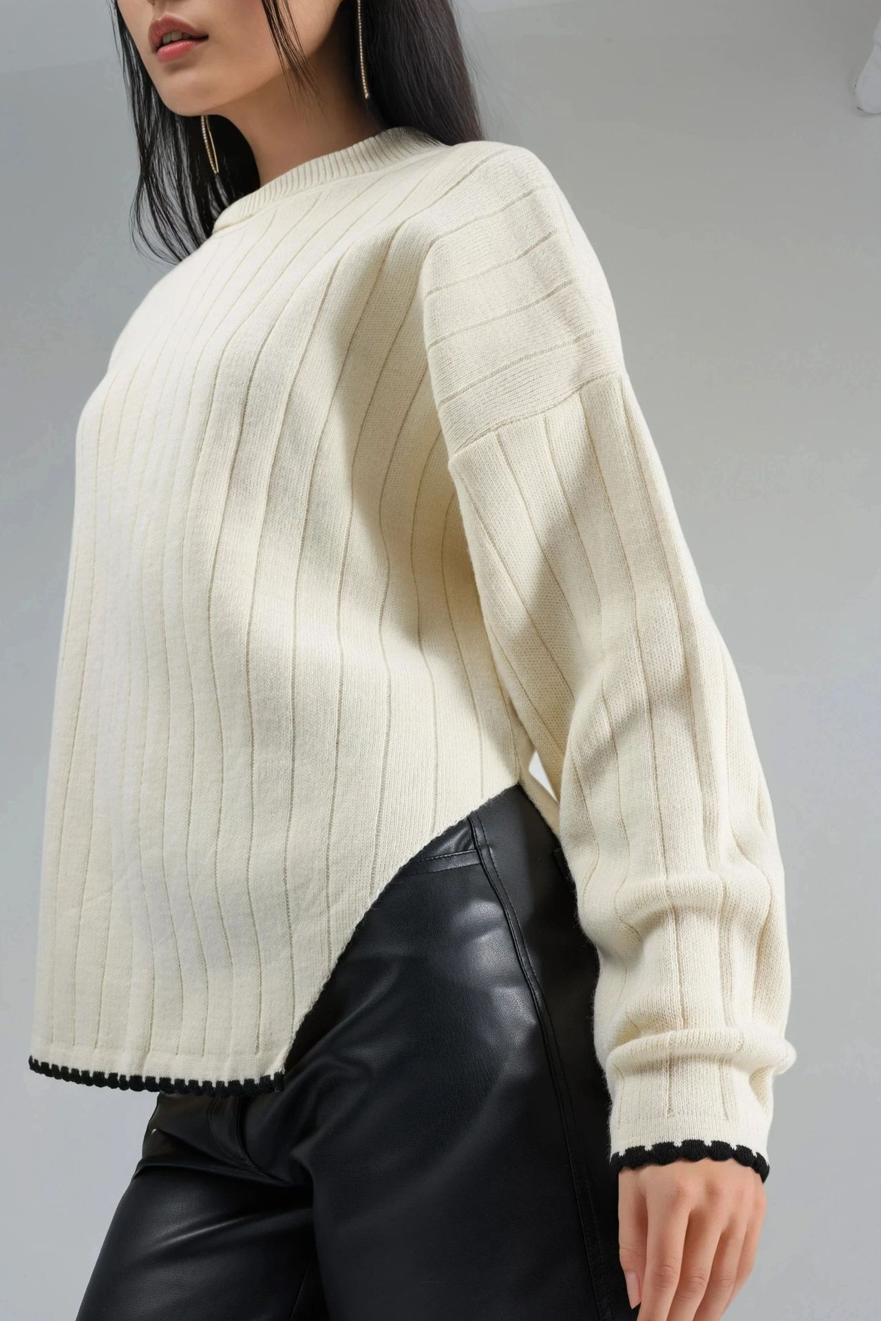 MY FASHION Oversized Sweater with Stitch Detail 6