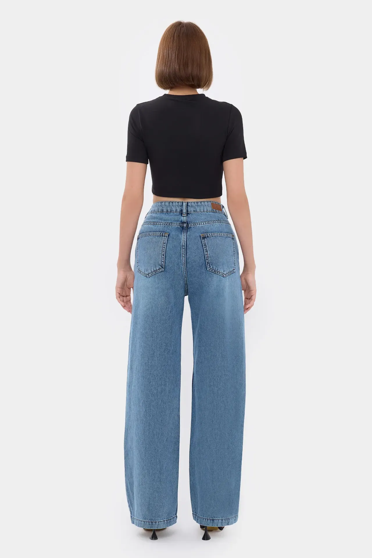 High-Waist Straight-Leg Jeans with Belt Detail