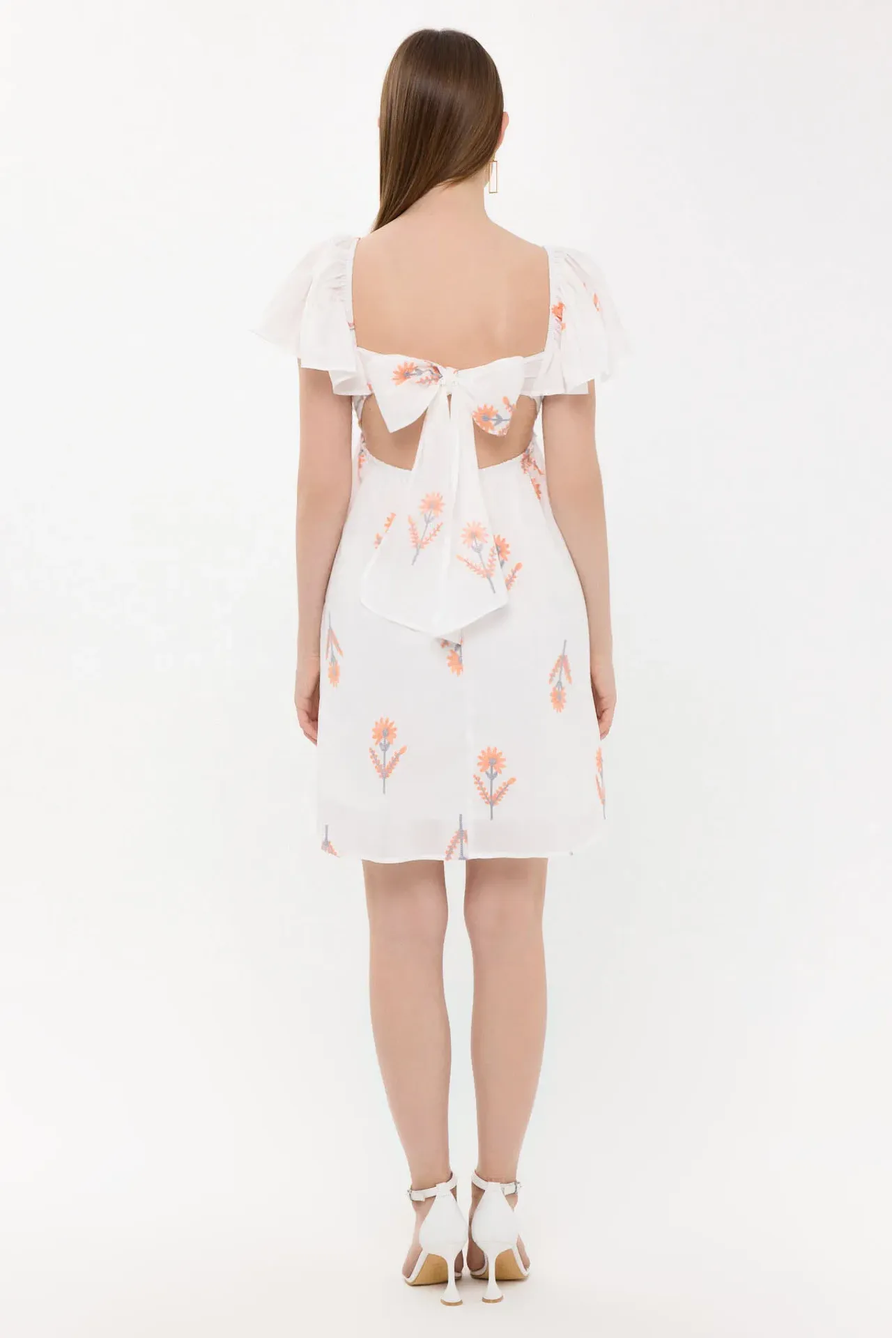 Floral Mini Dress with Bell Sleeves and Square Neck