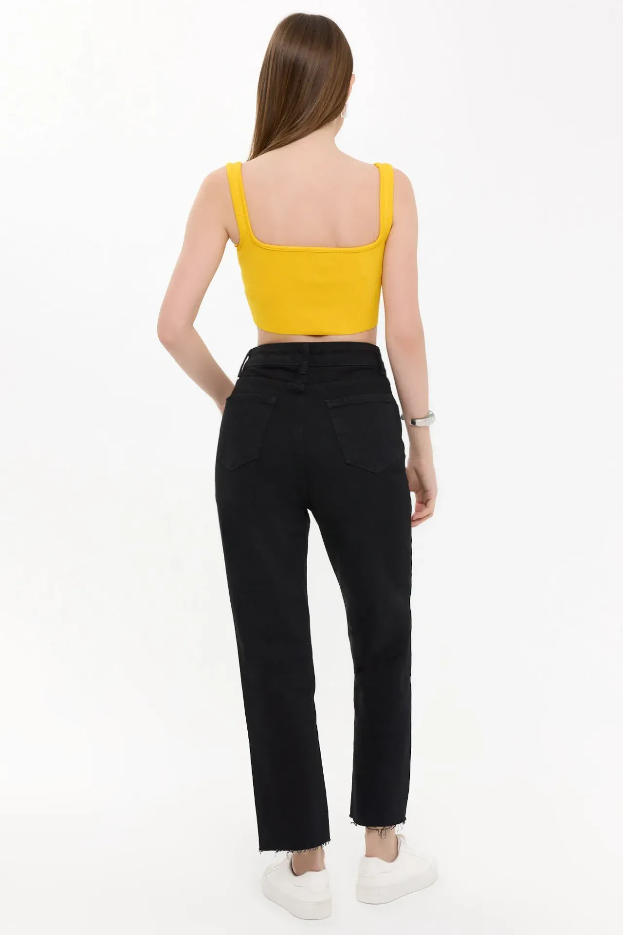 Square-Neck Sleeveless Crop Top