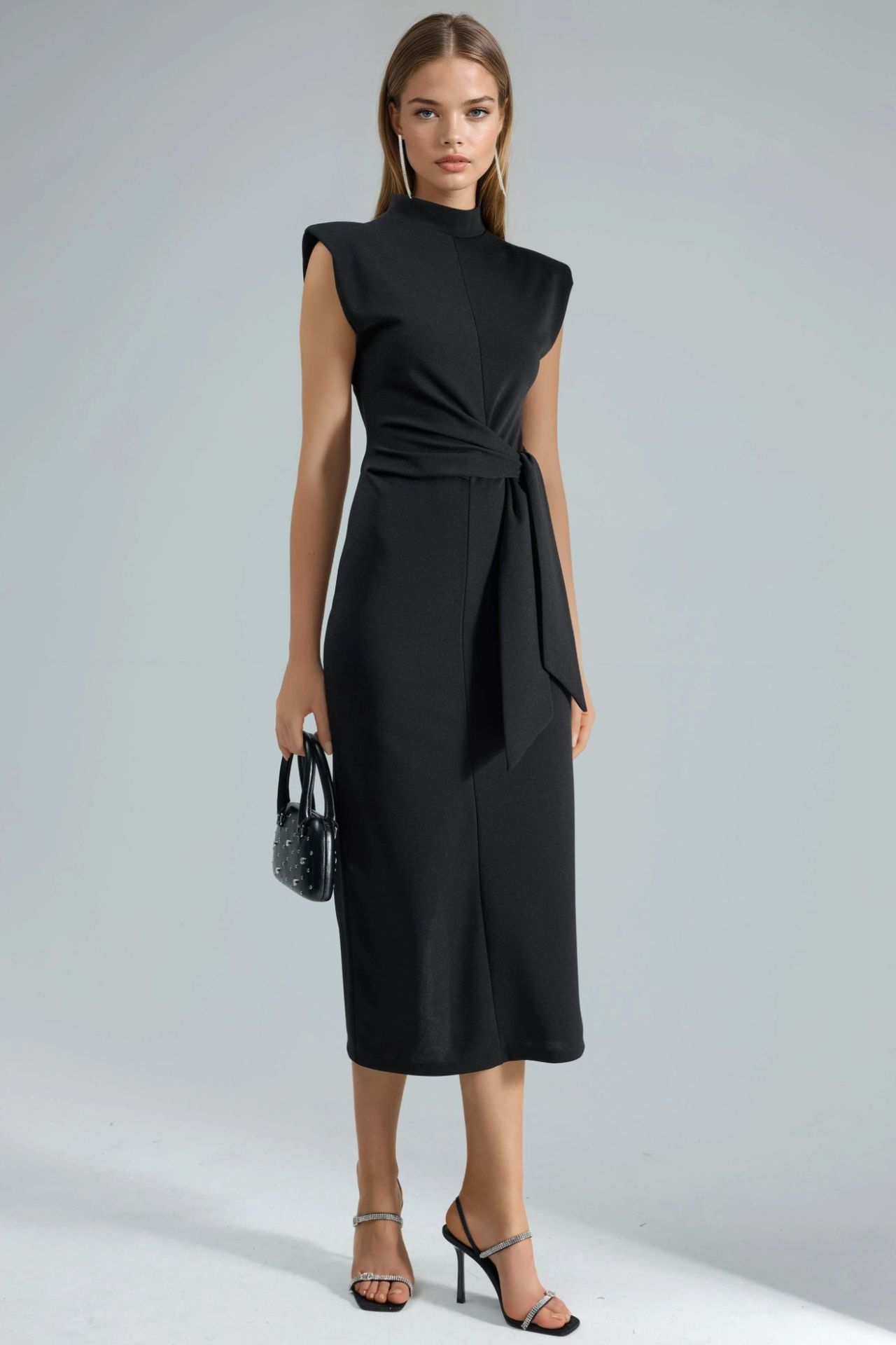 BUSEM Sleeveless Fitted Midi Dress With Tie Detail 3