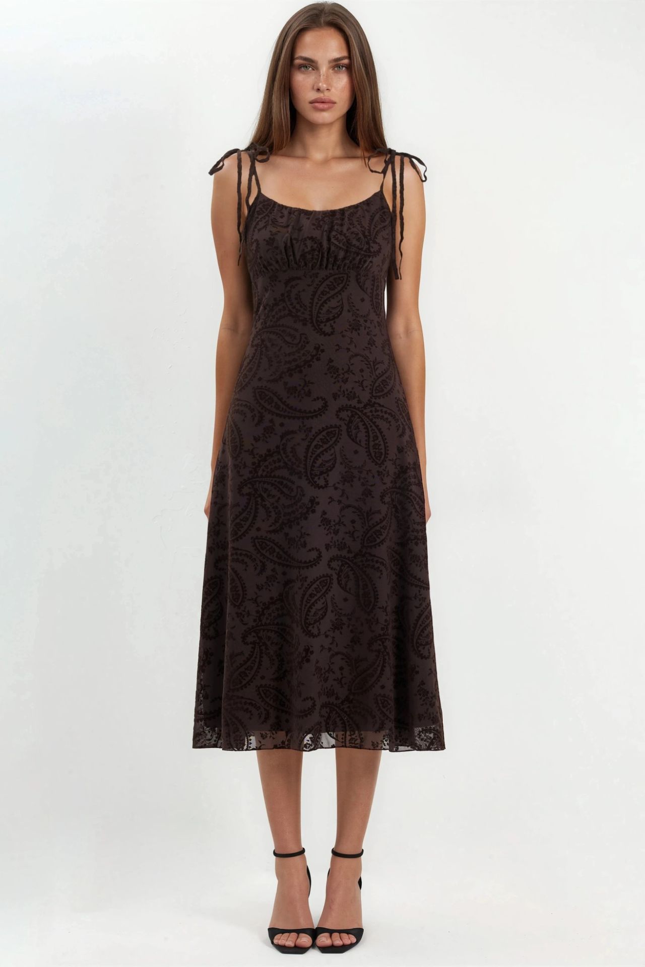 Floral A-Line Tulle Midi Dress 6
