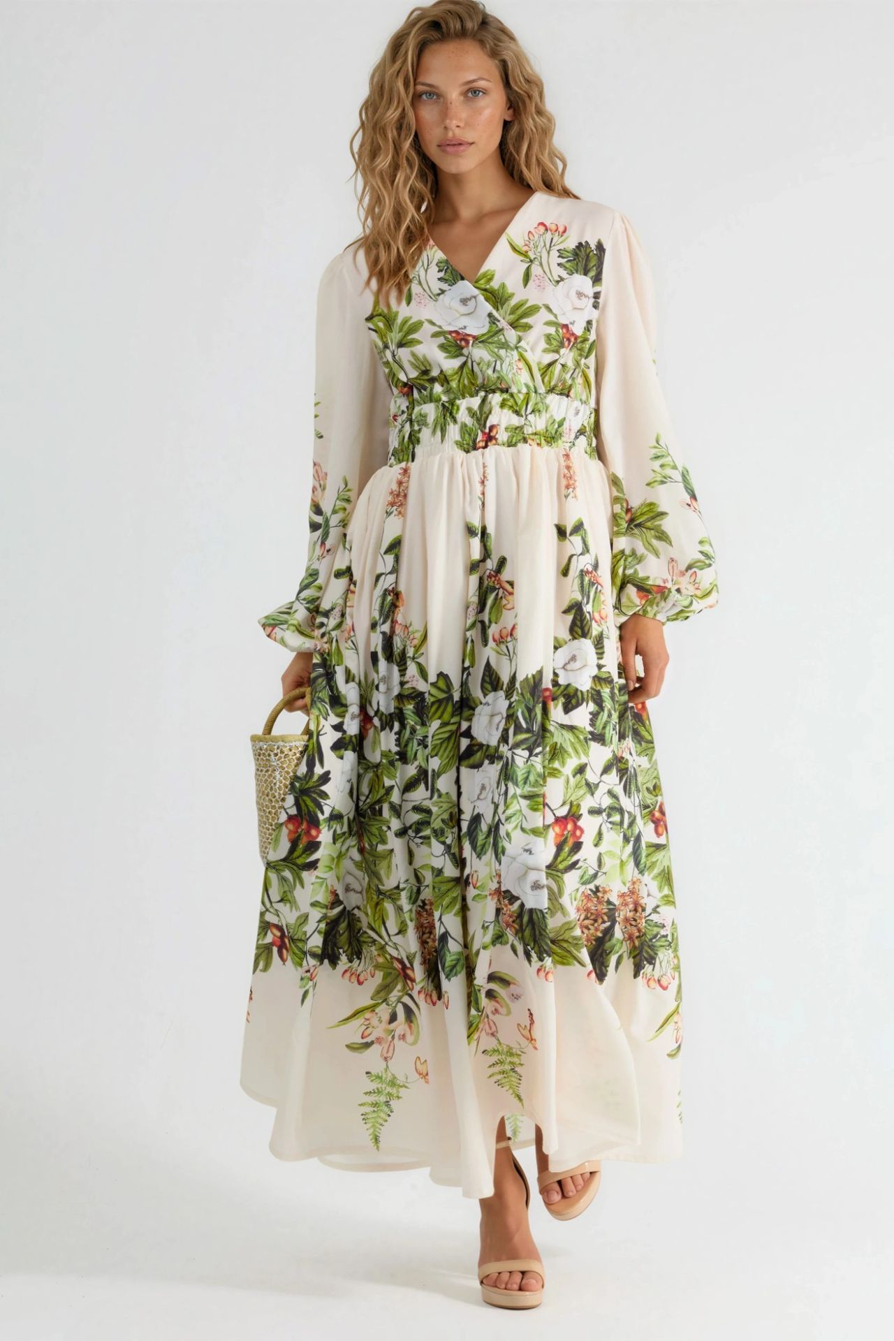 MSN Floral V-Neck Long Sleeve Maxi Dress 2