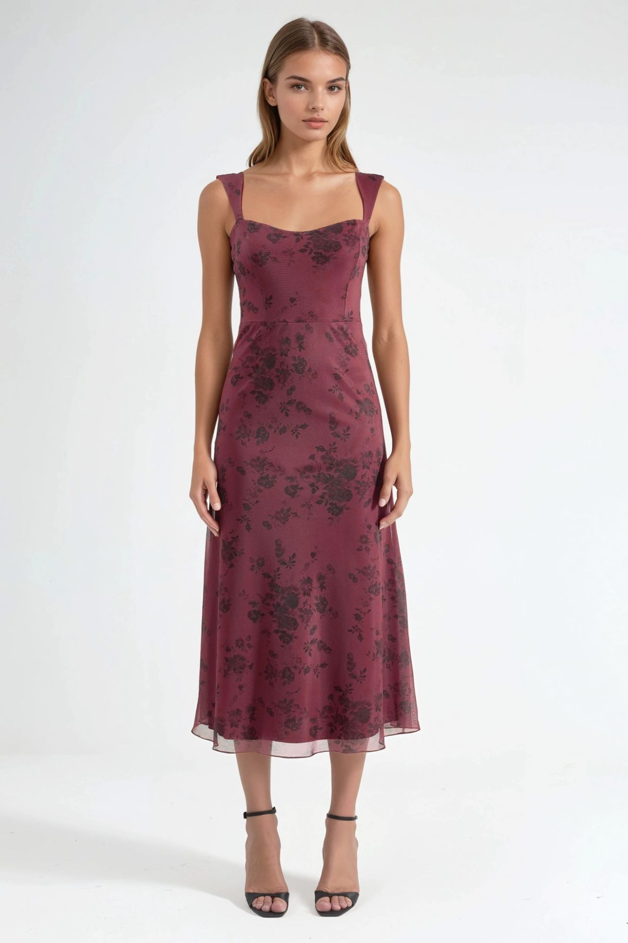 Flowering Heart Collar Midi Dress 6