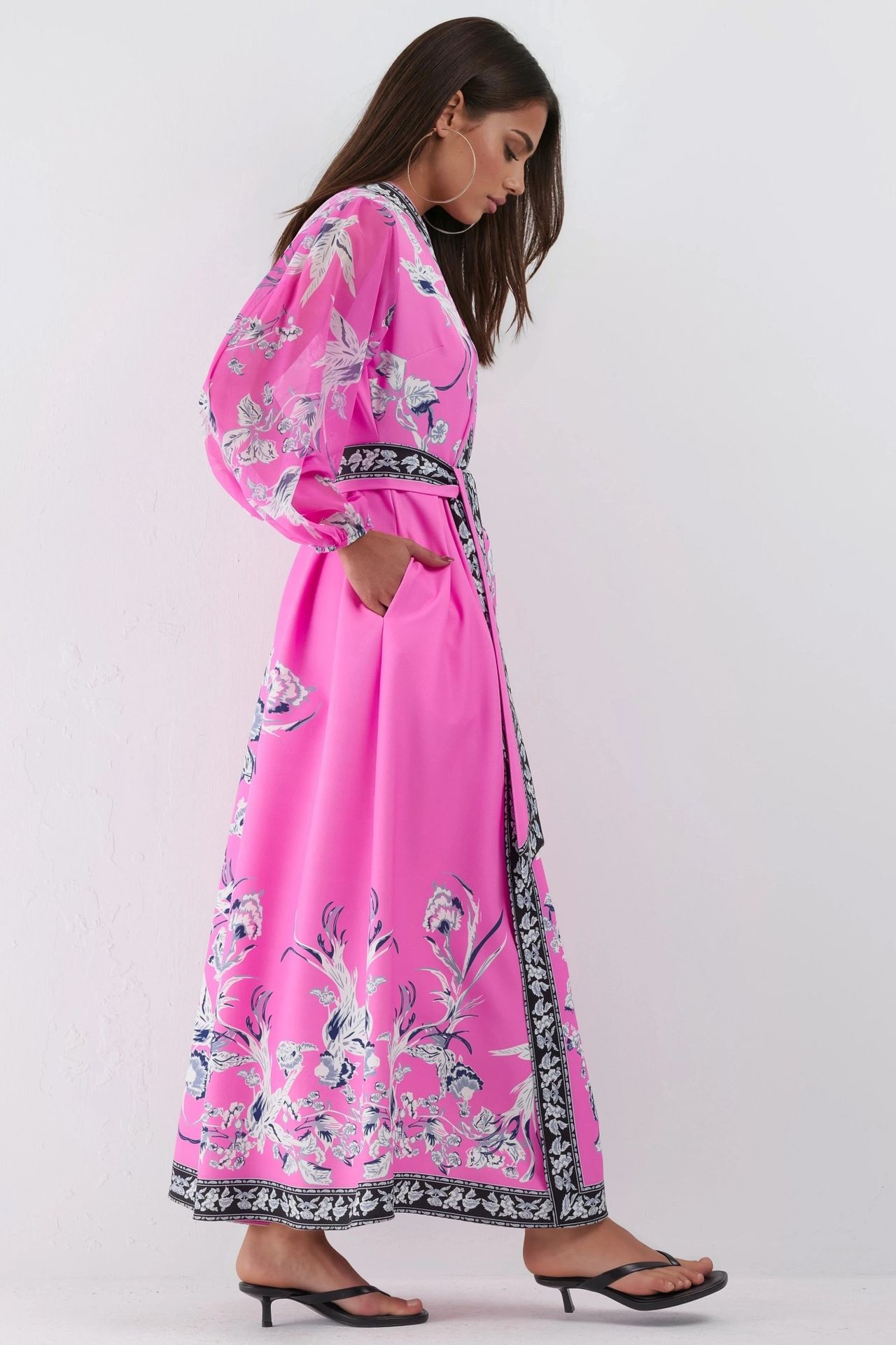 MSN Floral V-Neck Maxi Wrap Dress with Belt 2