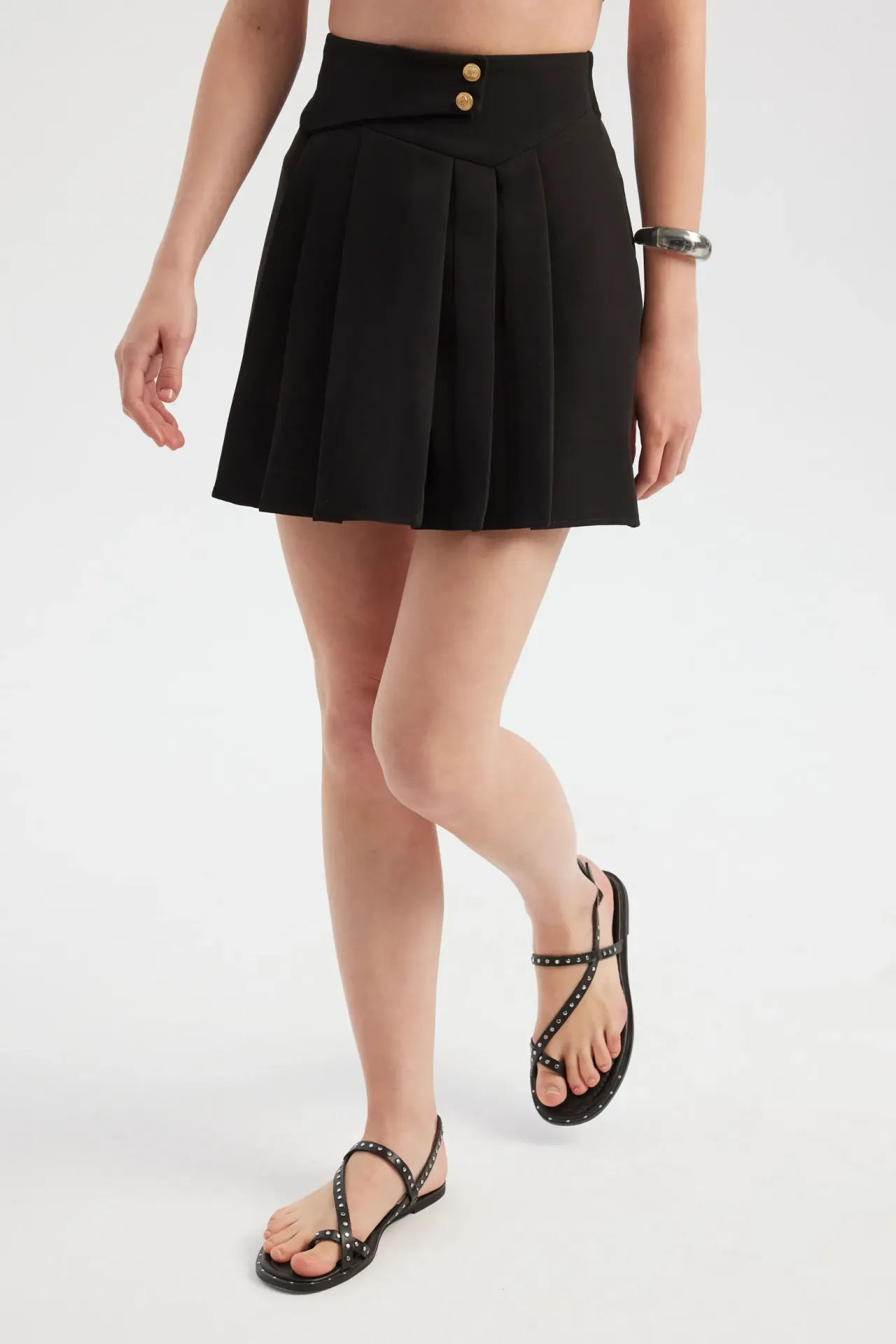 High Waist Mini Skirt with Belt Detail
