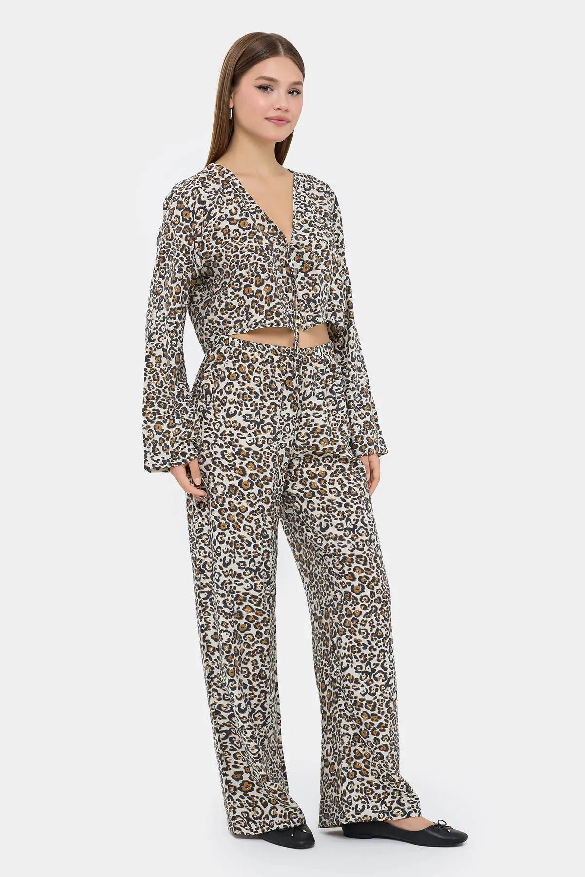 Animal Print V-Neck High Waist Co-ord Set 3