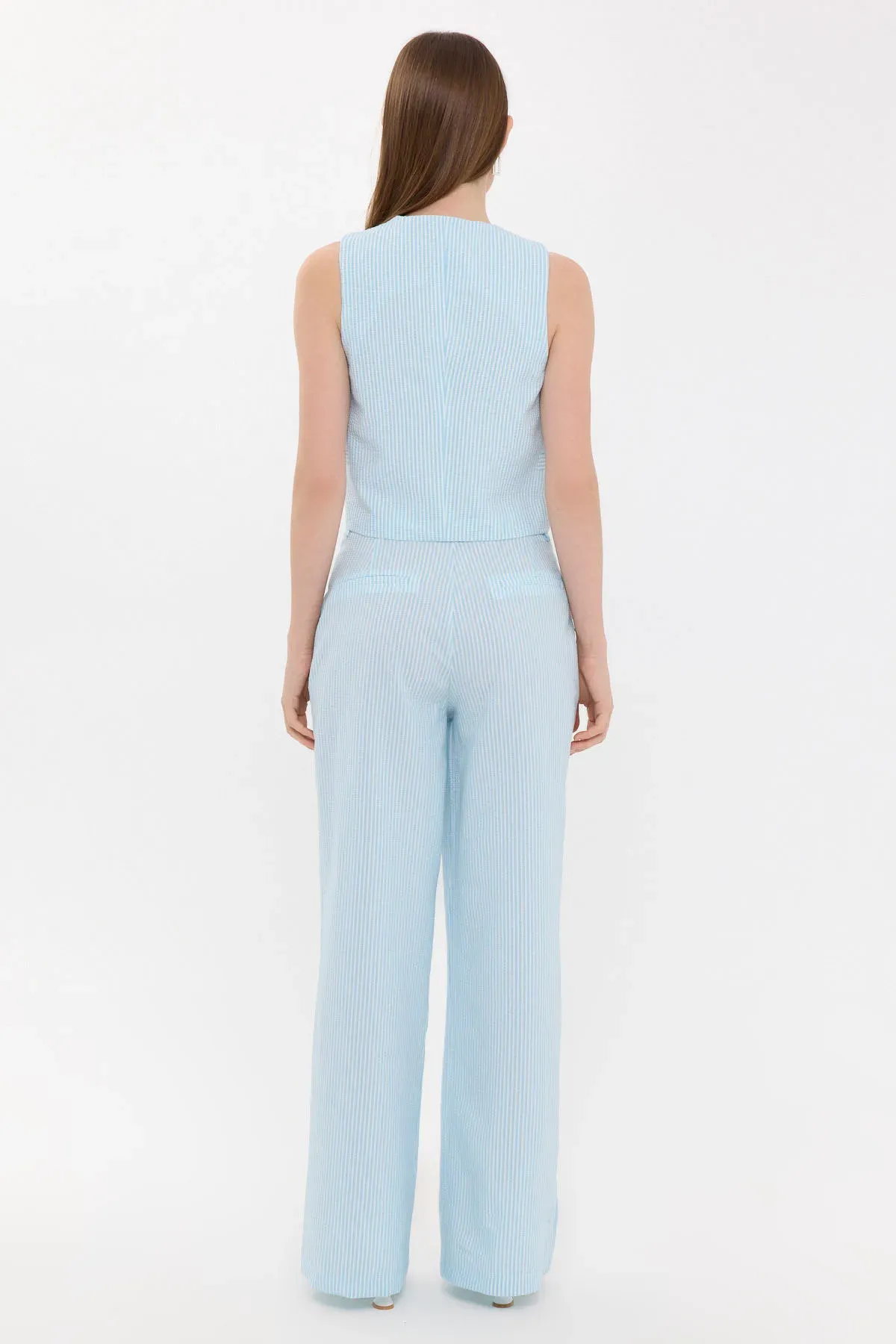 High-Waist Pleated Striped Coords Set 5