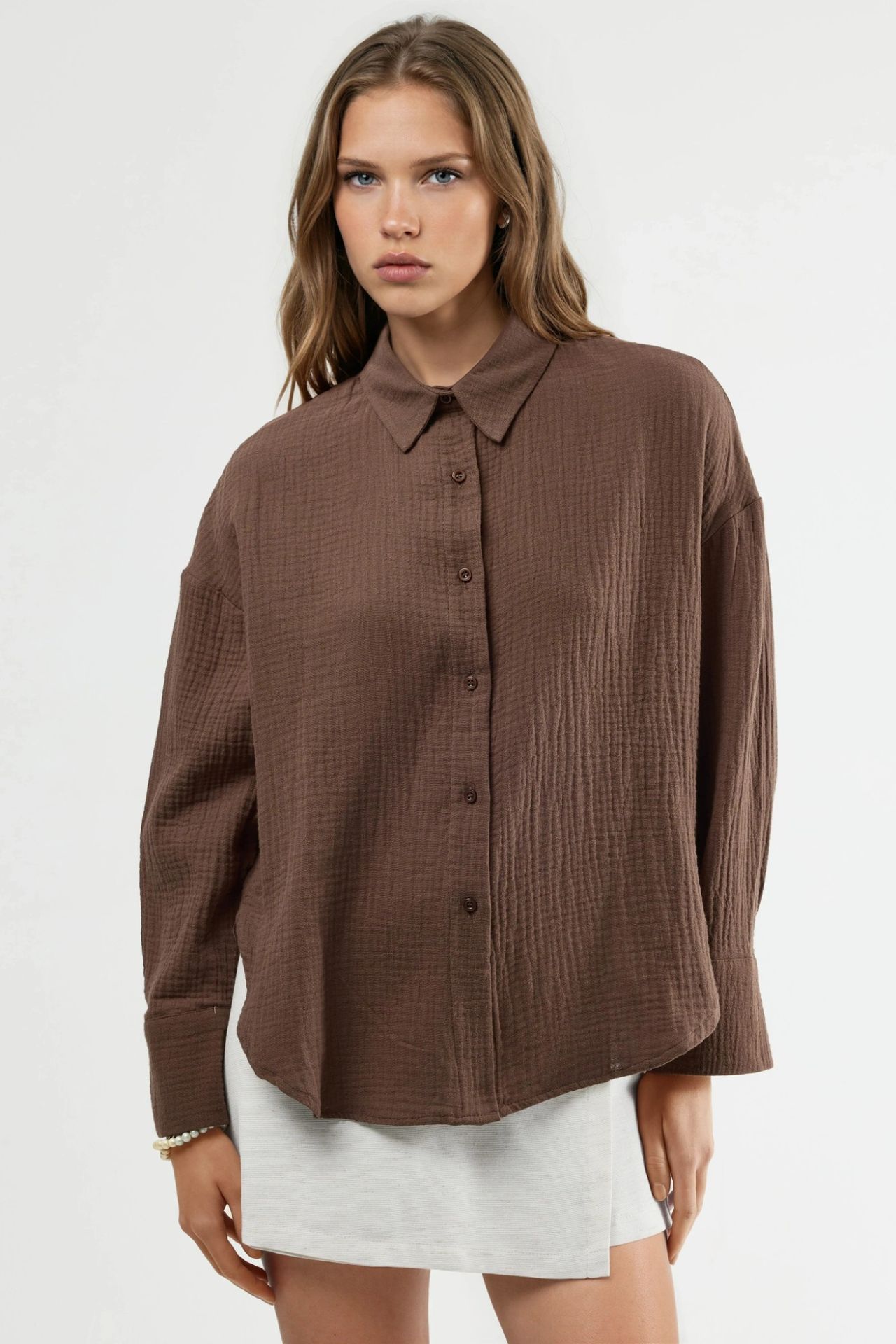 BUSEM Textured Woven Cotton Button-Up Shirt 9