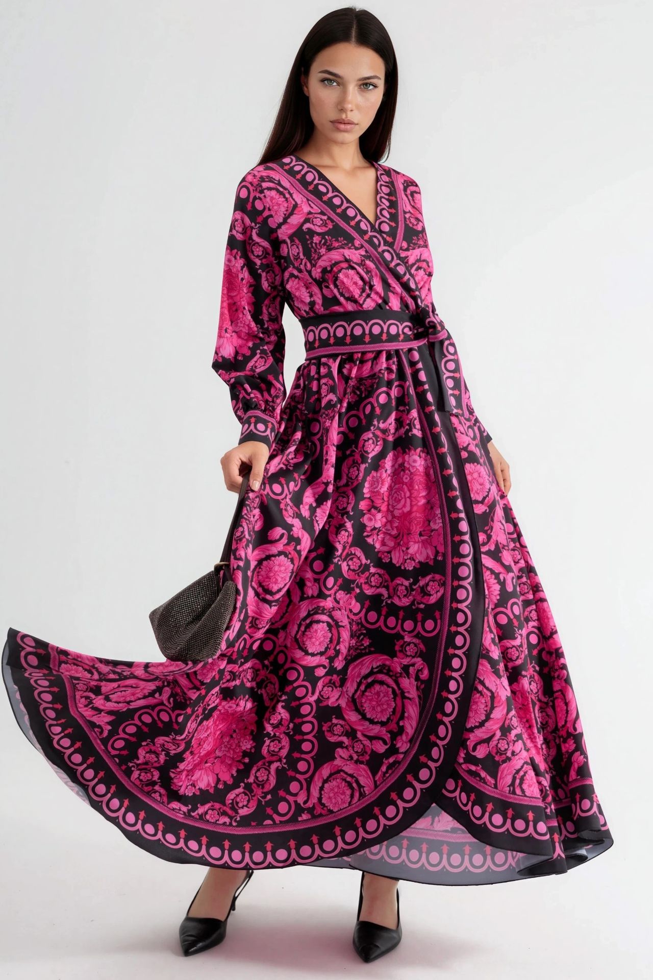 MSN Floral Tie Detail Midi Dress 6
