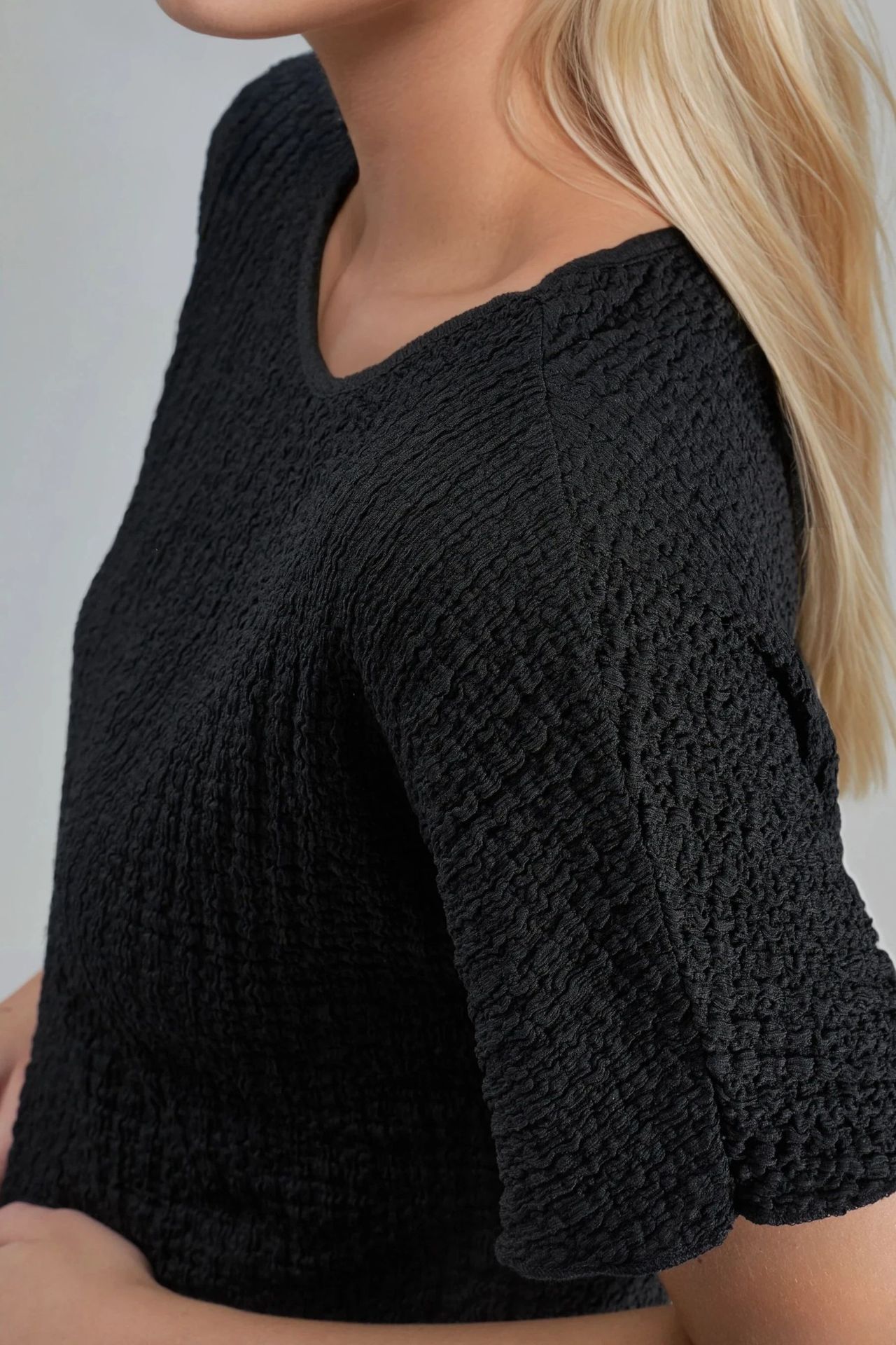 Textured Crew Neck Blouse Ellie Collection 5
