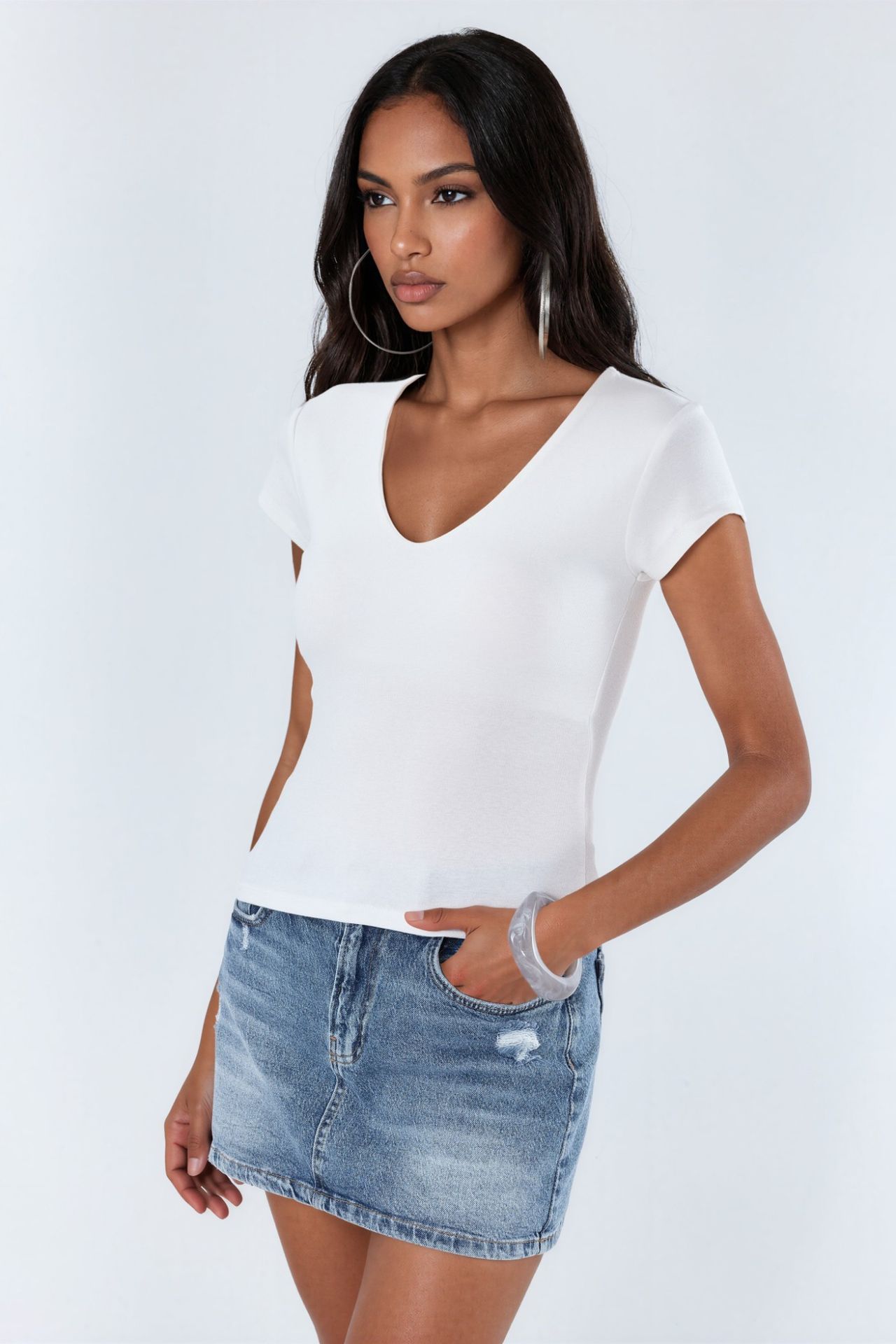 BUSEM V-Neck Modal Cotton Blend Blouse 4