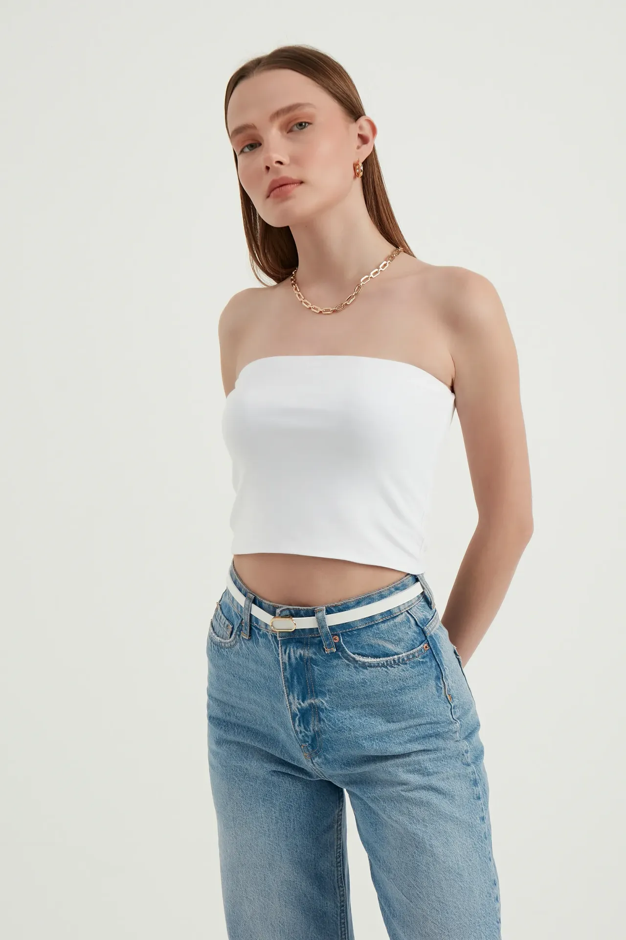 Strapless Basic Sleeveless Cropped Top