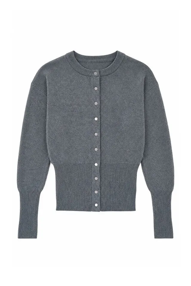 Soft Textured Fitted Knit Cardigan