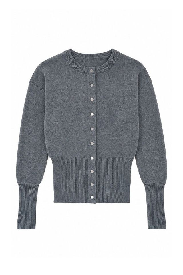 Soft Textured Fitted Knit Cardigan