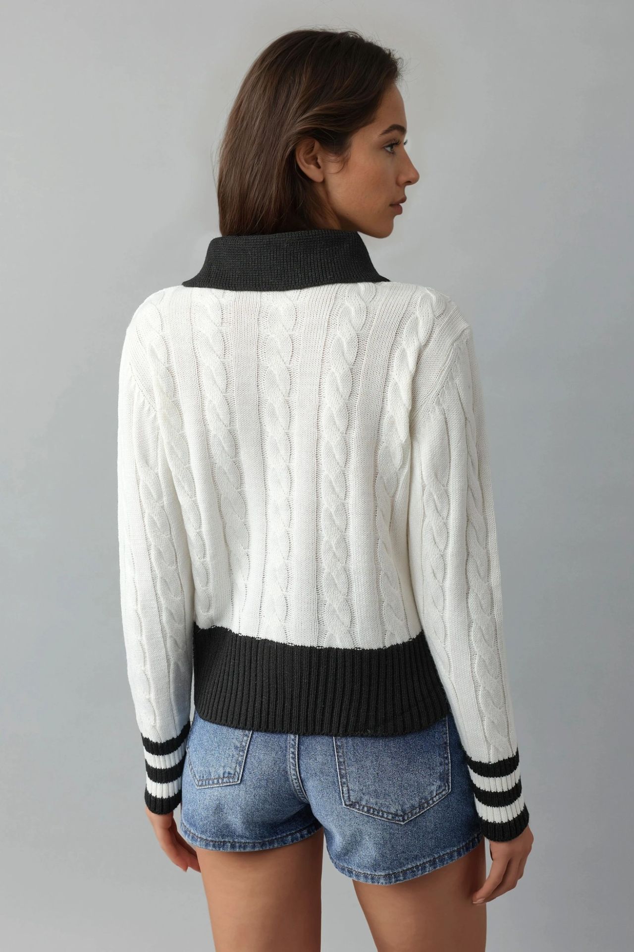 MY FASHION Polo Neck Zippered Cardigan 3