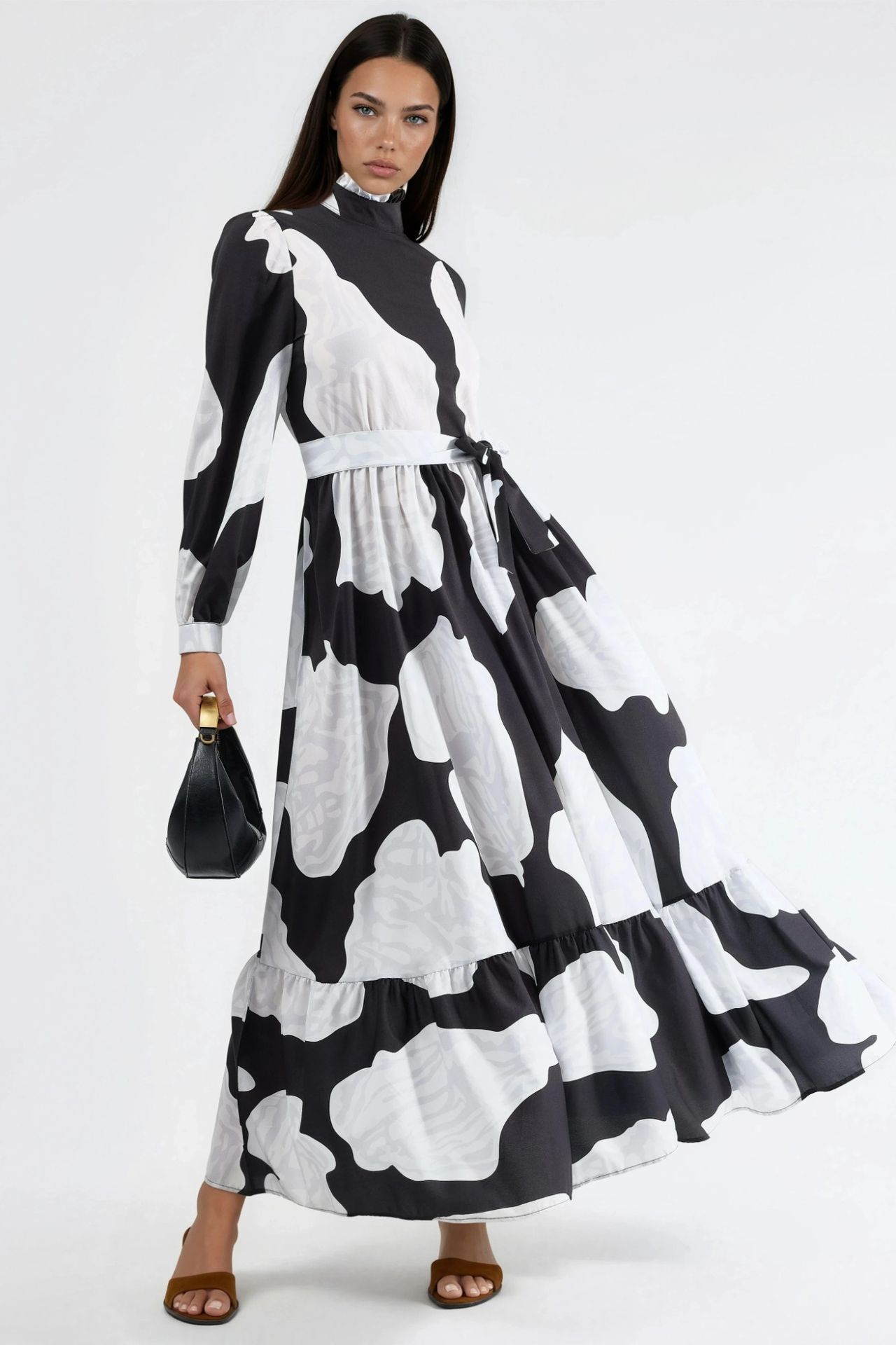 MSN Maxi Dress with Tie Detail and Half Turtleneck 1