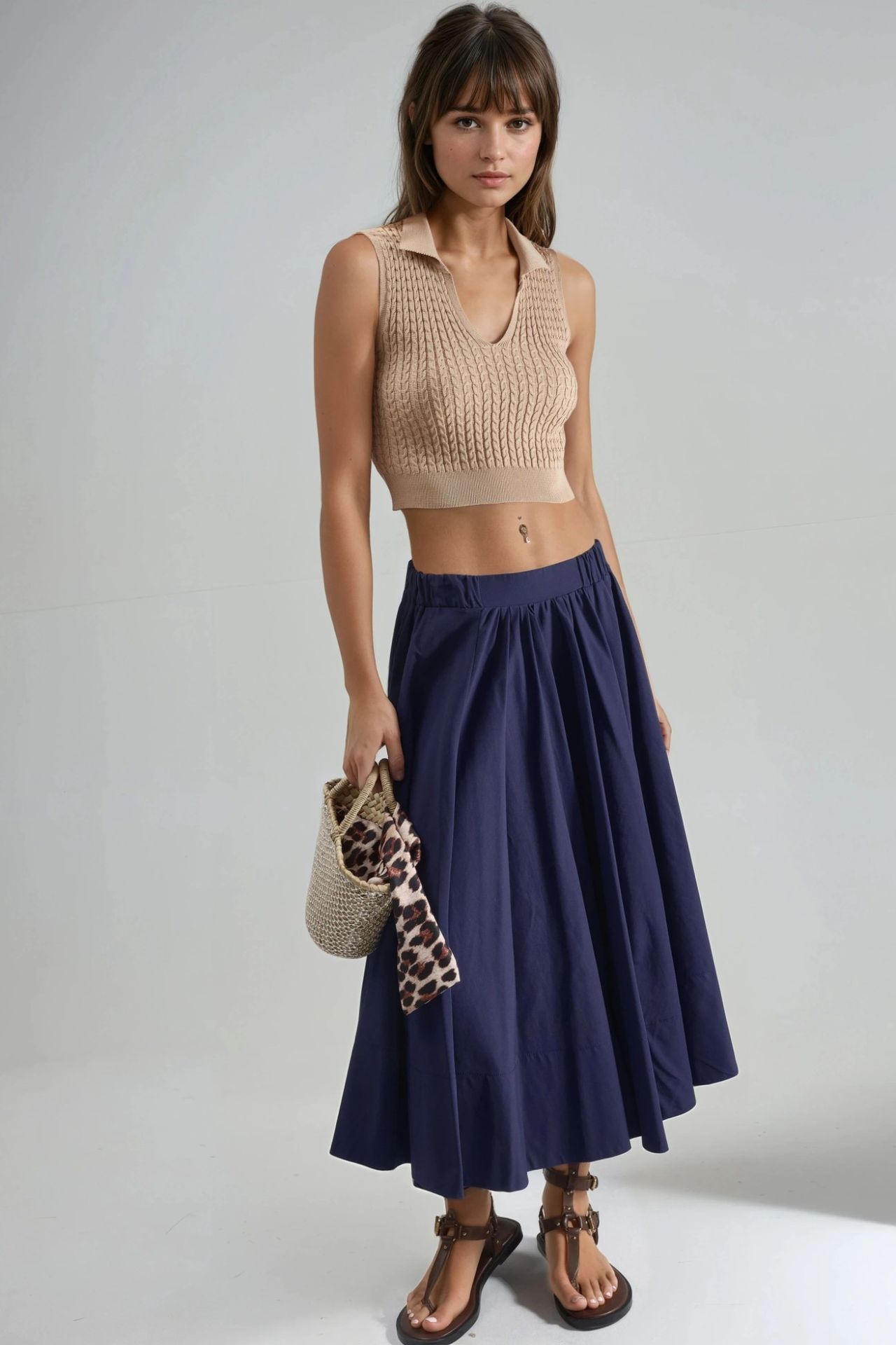 MY FASHION Cable Knit V Neck Sweater 6