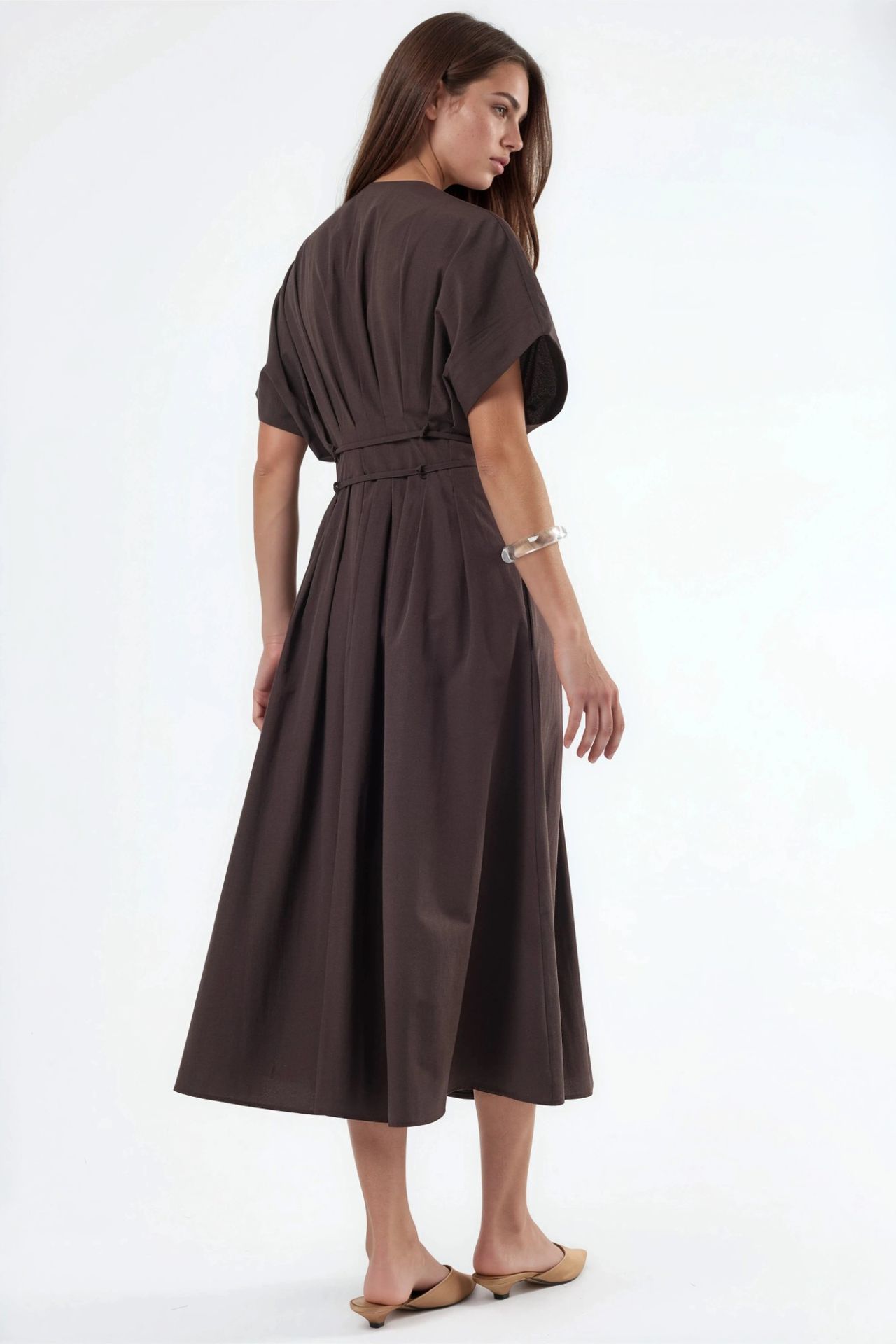 BUSEM Casual V-Neck Midi Shirt Dress