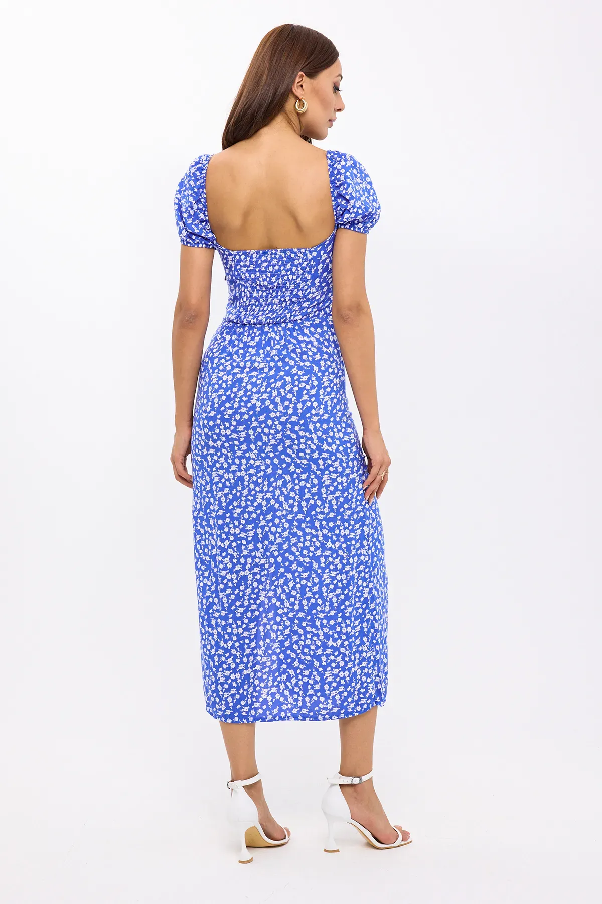Floral Off Shoulder Side Slit Midi Dress 5