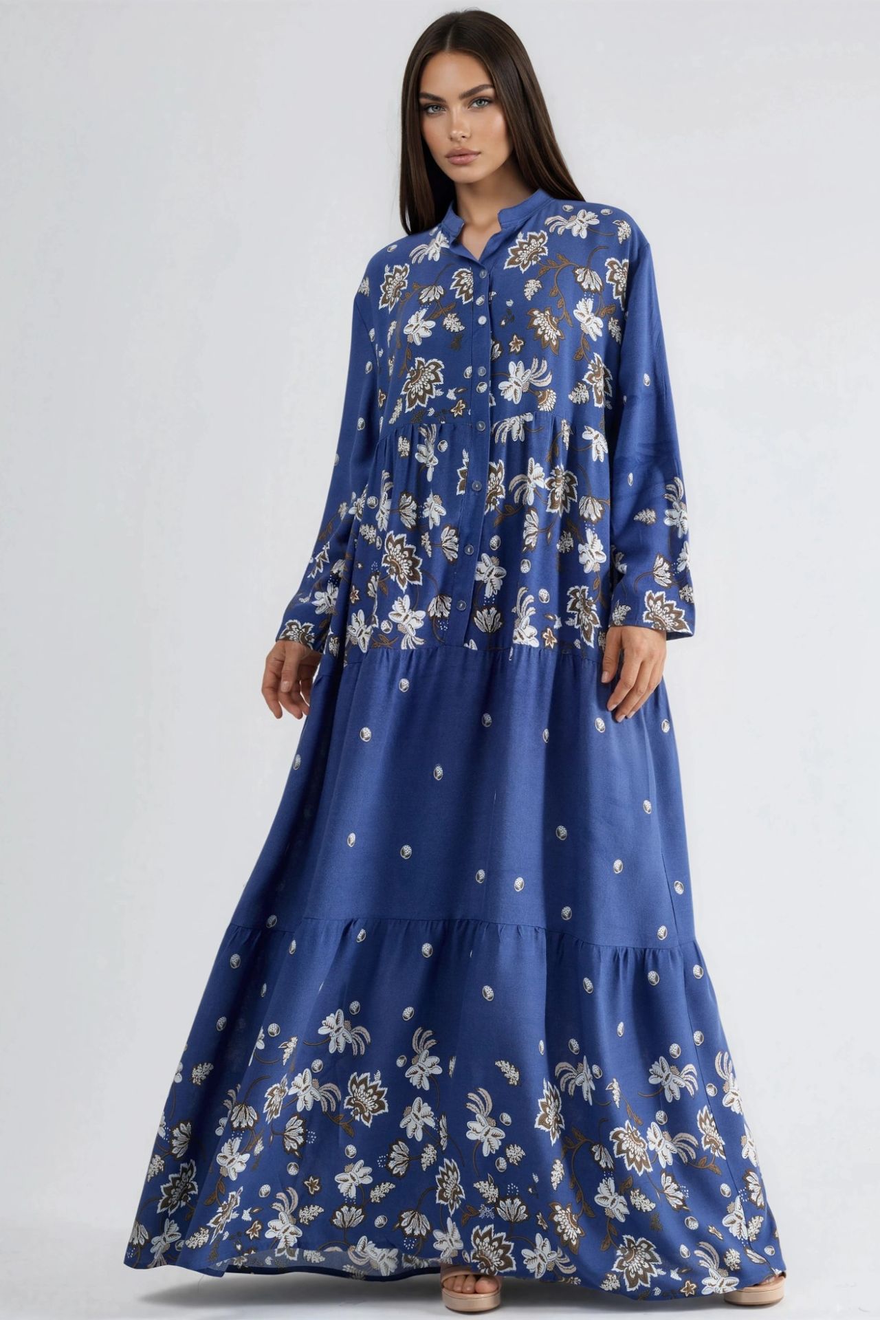Patterned V-Neck Maxi Dress 7